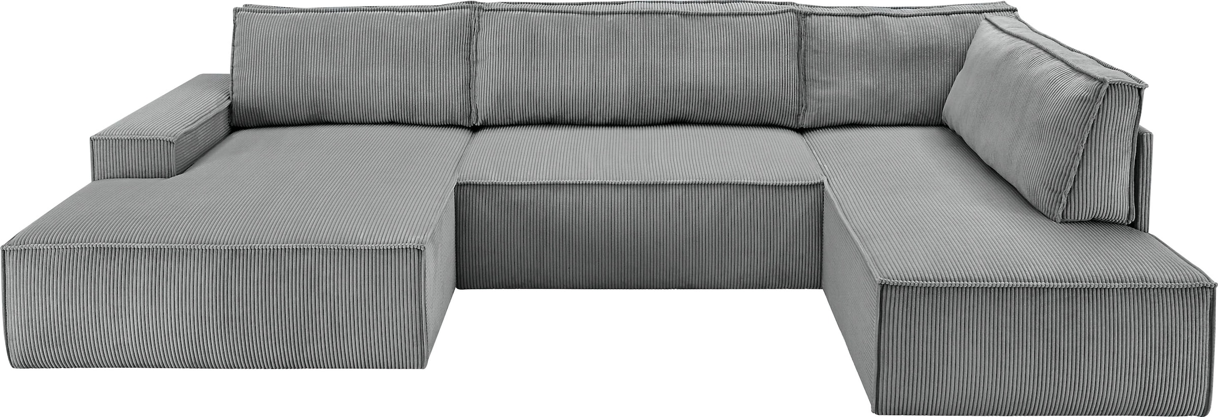 Home affaire Wohnlandschaft »SHERWOOD 329 cm, U-Form, Schlafsofa,«, Schlaffunktion m. Bettkasten (194x139 cm), Cord, Vintage, Samtvelours