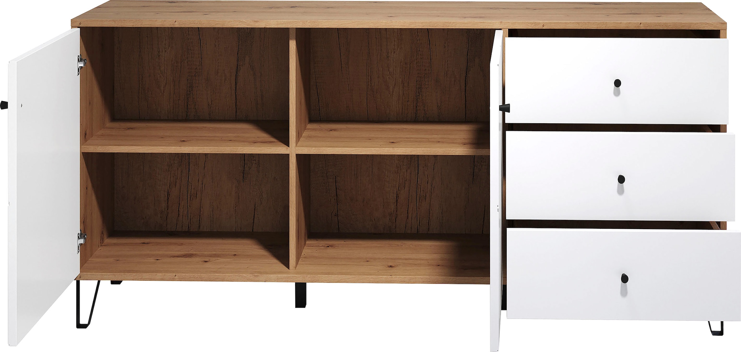 Places of Style Sideboard »Tarragona«, Kommode, Fräsungen in Rautenoptik, Breite 183 cm