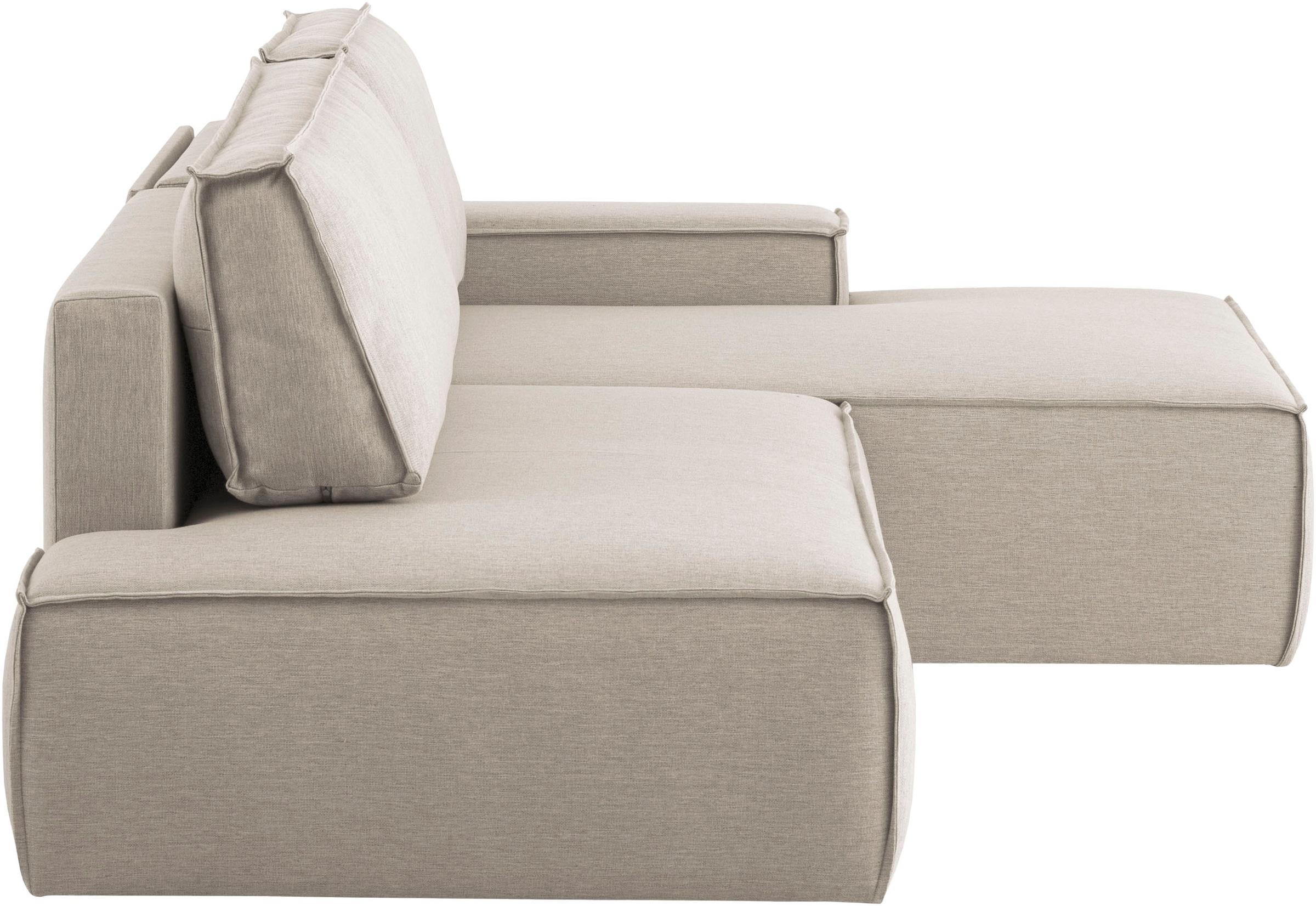 Home affaire Ecksofa »SHERWOOD, Schlafsofa in L-Form offen (275cm), Cord, Leinenoptik«, Schlaffunktion und Bettkasten, Kedernaht, hoher Sitz- & Liegekomfort