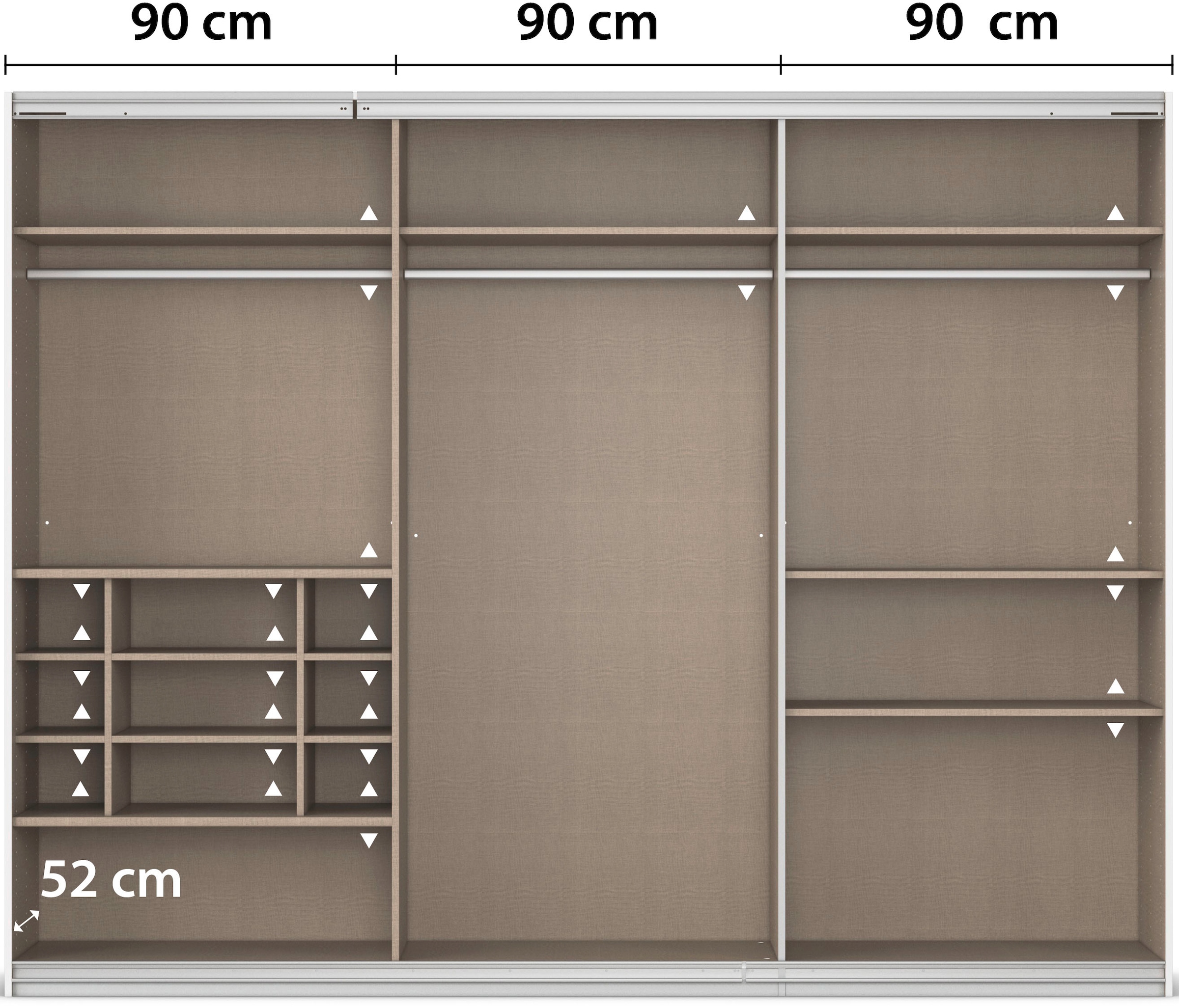 rauch Schwebetürenschrank »Kleiderschrank Schrank Garderobe Wäscheschrank TOMA mit Passepartout«, inkl. Regaleinsatz sowie zusätzlichen Einlegeböden MADE IN GERMANY