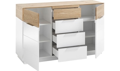 MCA furniture Sideboard »Dubai«, weiß Matt mit Absetzungen in Eiche kaufen