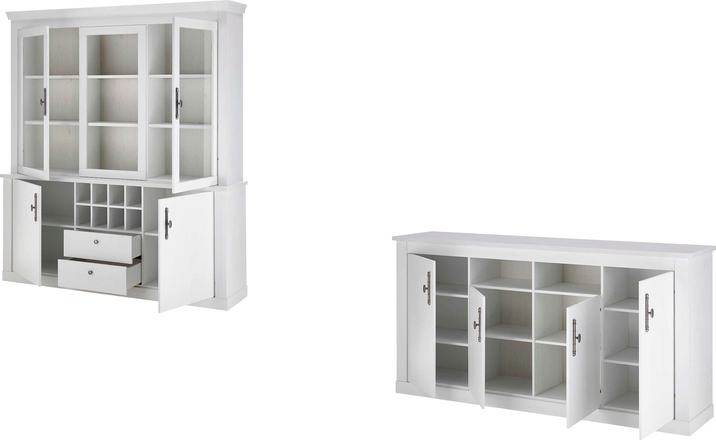 Home affaire Wohnwand »RAVENNA«, (2 St.), im romantischen Landhausstil, Griffe aus Metall, Softclose-Funktion