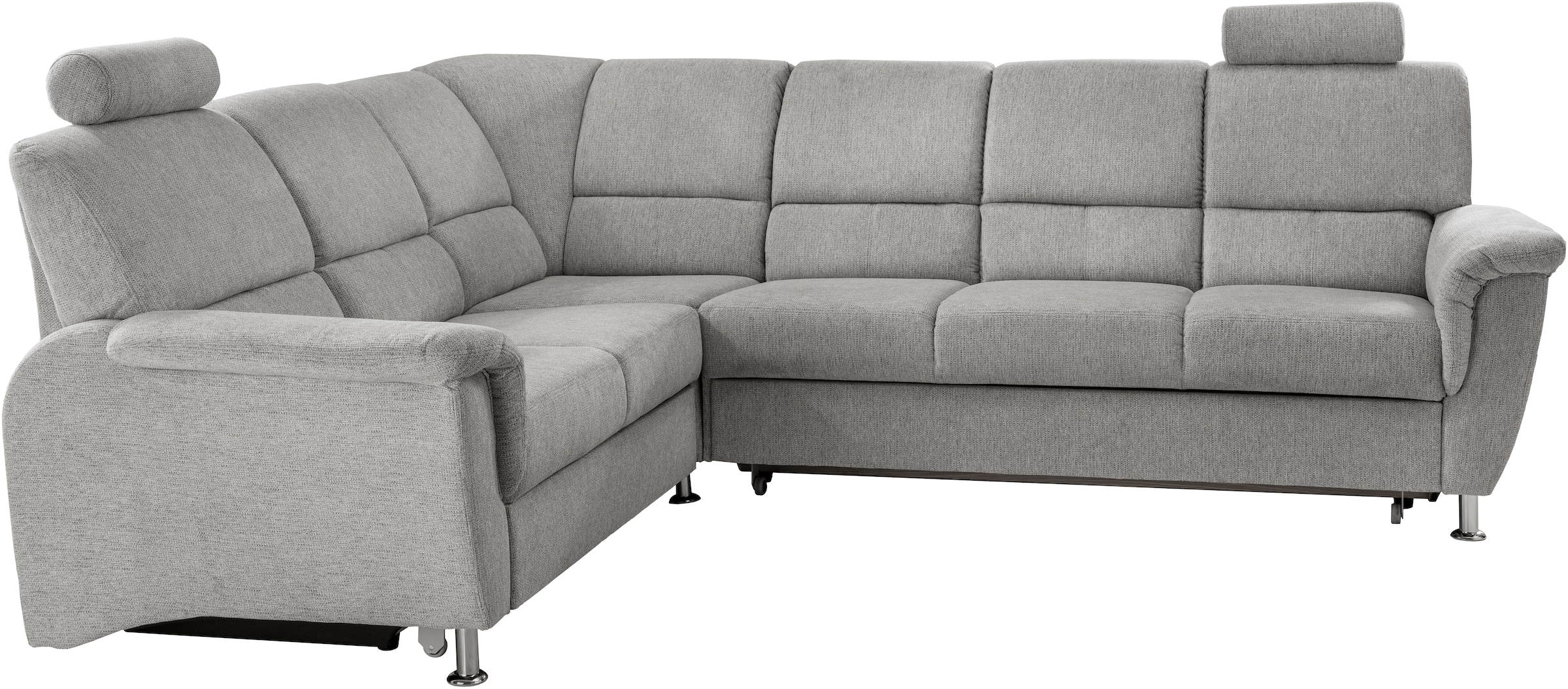 Home affaire Ecksofa »Pisa L-Form, mit Schlaffunktion, Stauraum, 2x höhenverstellbare«, Kopfstützen und Relaxfunktion im Eckelement