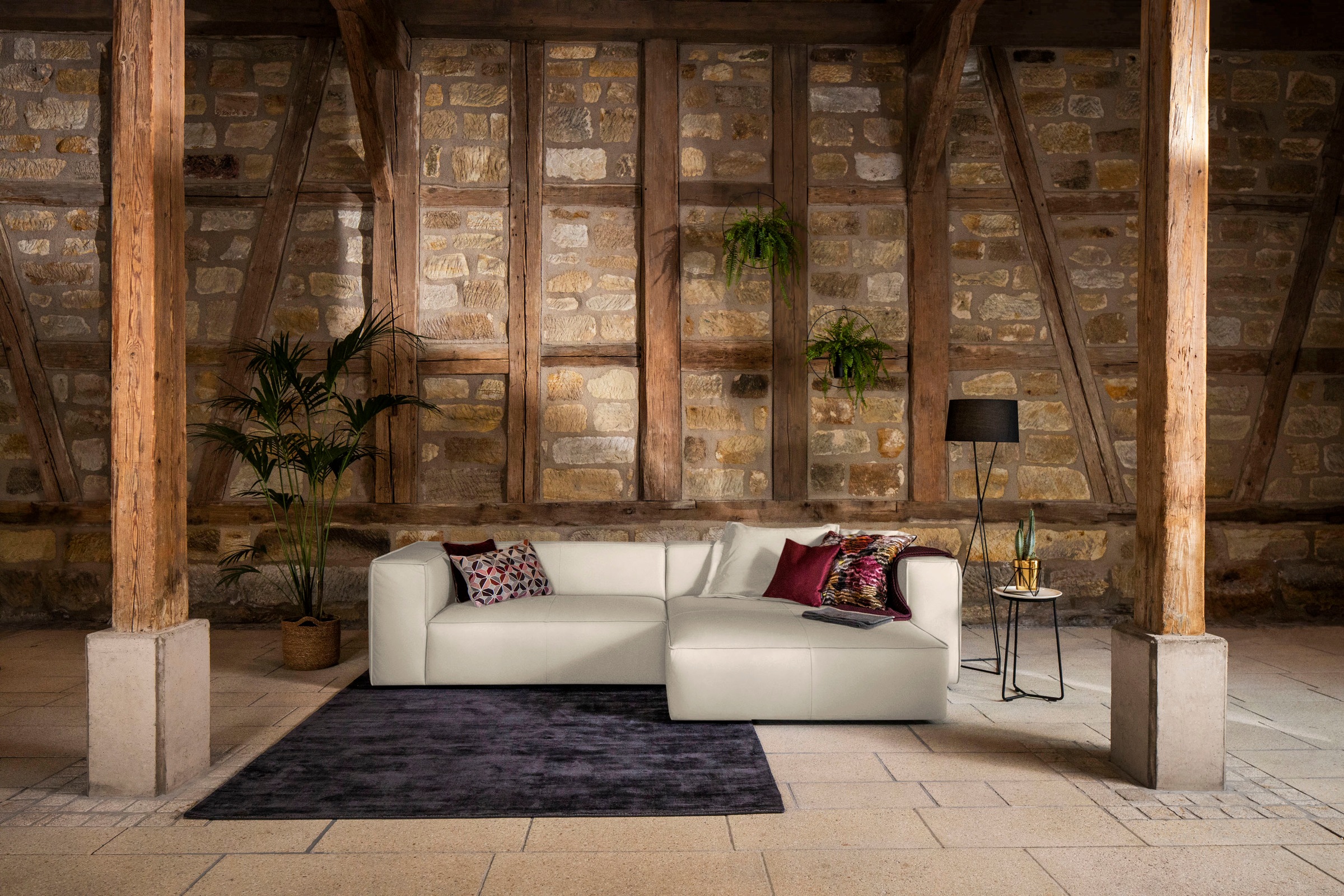 W.SCHILLIG Ecksofa »around-the-block«, (Spar-Set), inklusive Hocker, mit eleganter Biese, mit Federkern