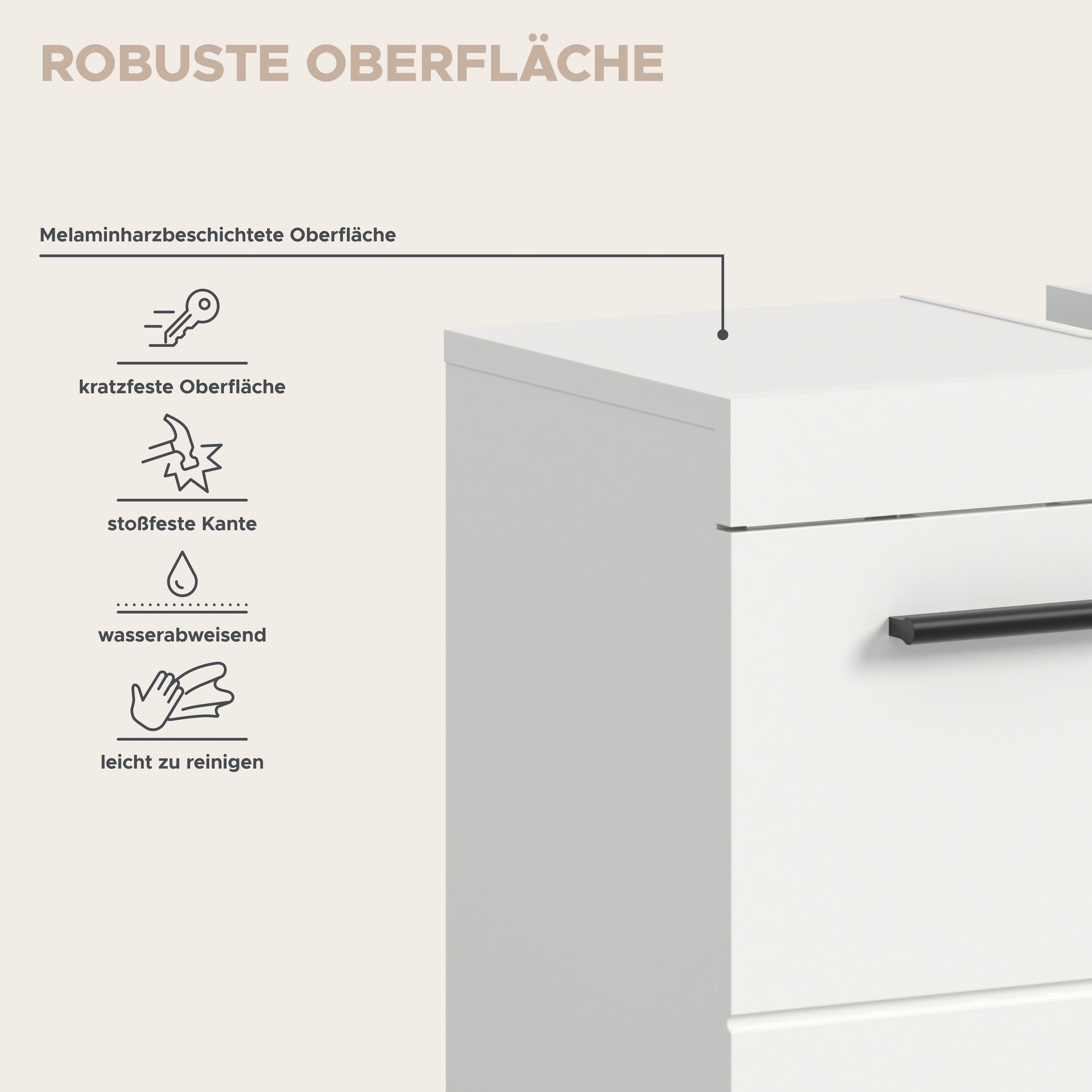 welltime Badmöbel-Set »AVON, Breite 60 cm, 2-tlg. Bad-Kombi auf Rollen, inkl. Beleuchtung« best. aus: Waschbeckenunterschrank & Spiegelschrank inkl. Beleuchtung, 2 Stk. tlg.