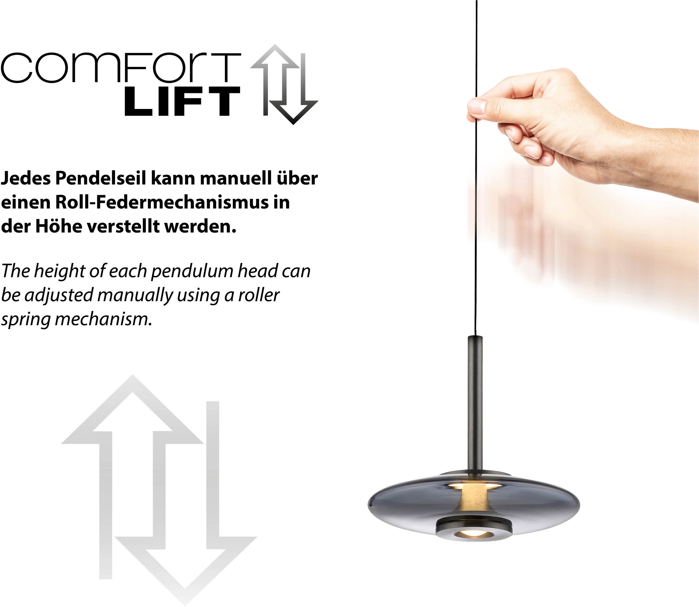 Neuhaus PURE LED Pendelleuchte »PURE Vitrum« LED-Board 1 Stk. Warmweiß Comfort Lift, dimmfähig über separaten Tronicdimmer