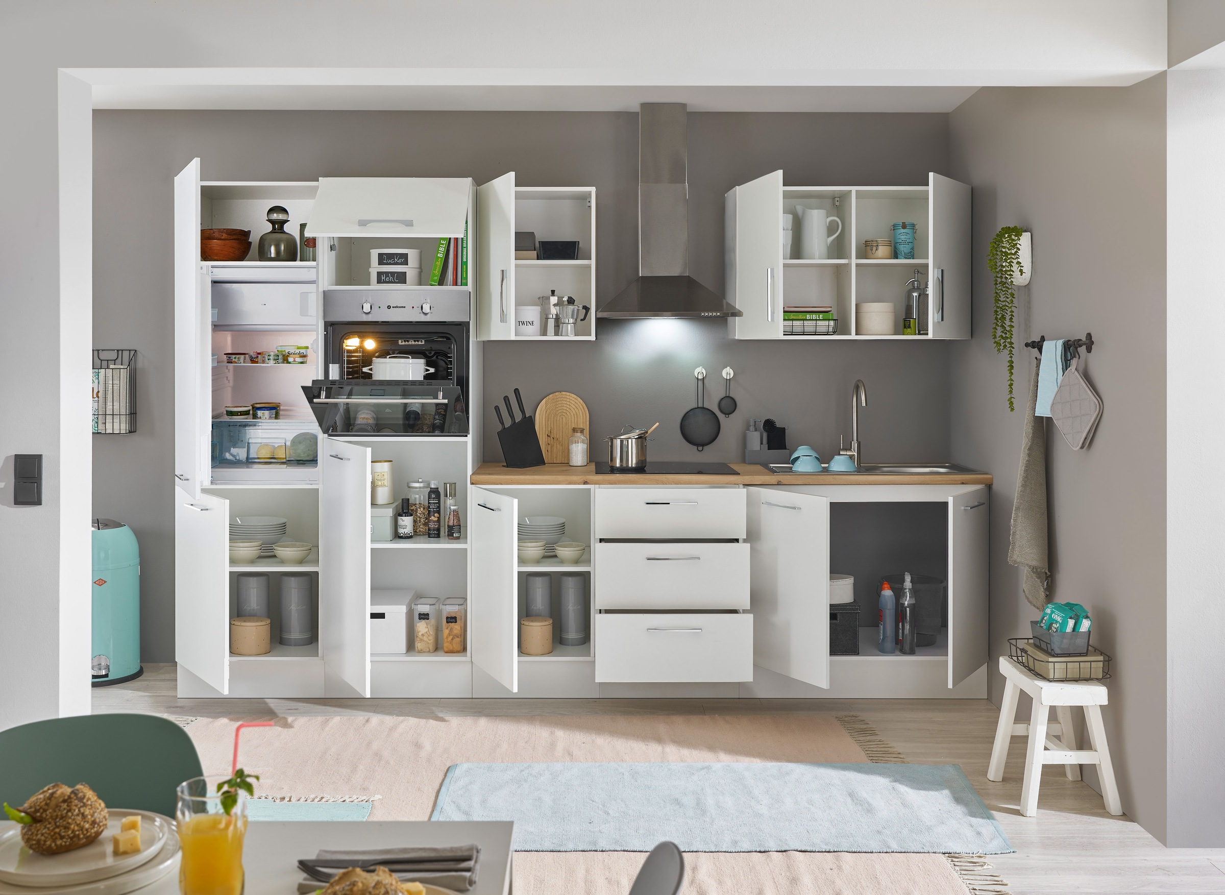 BASIC by Balculina Küchenzeile »Turin«, Breite 330 cm, wahlweise mit E-Geräten