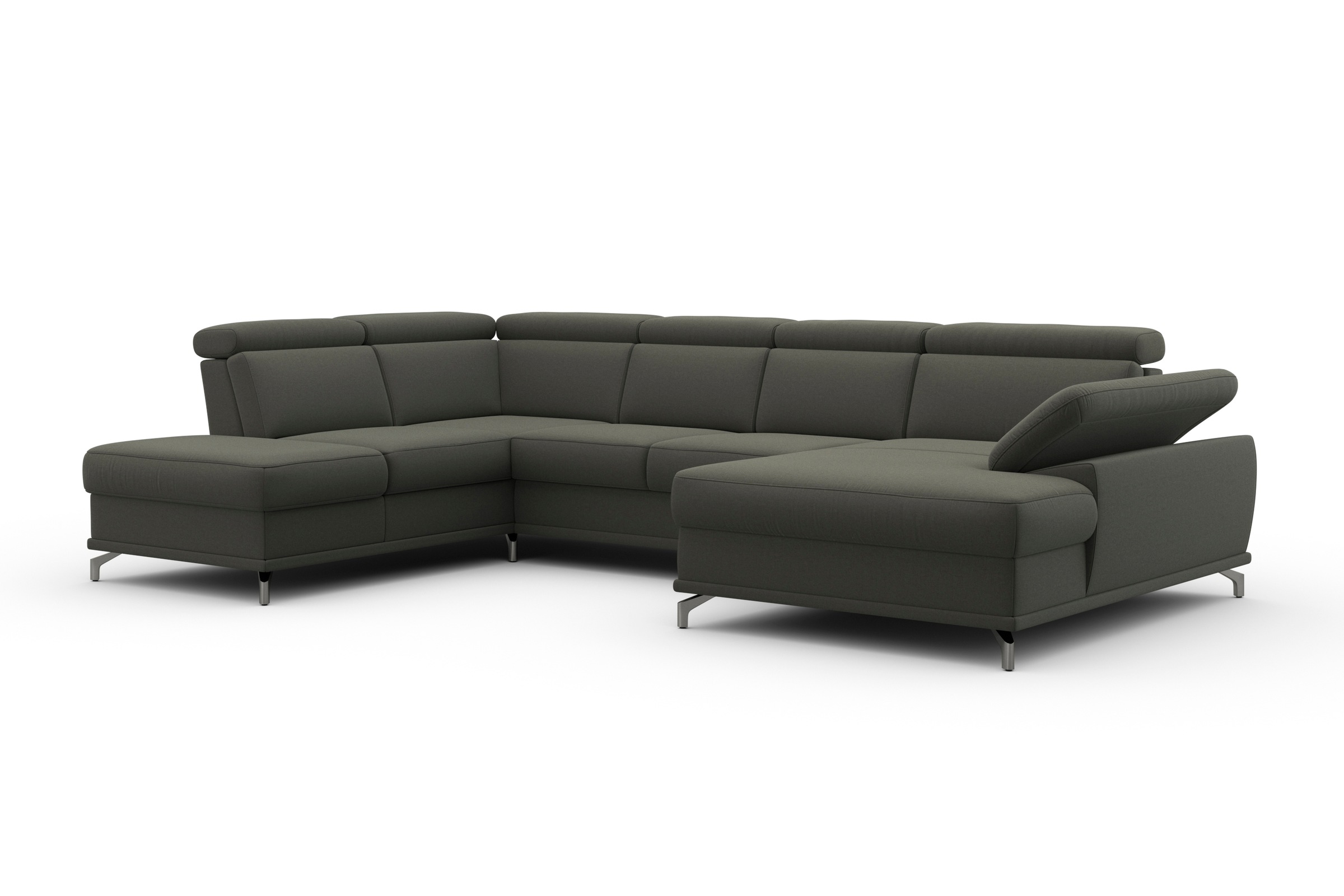 sit&more Wohnlandschaft »Cabrio U-Form, mit Sitztiefenverstellung, Arm- und Kopfteilverstellung«, 3 Nierenkissen, Federkern, optional Bettfunktion und Stauraum