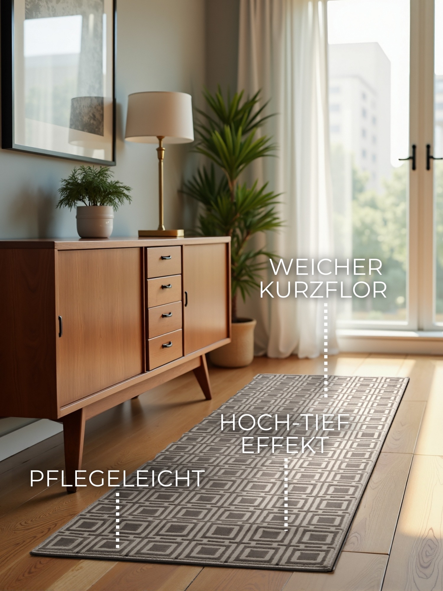ELLE DECORATION Designteppich »Howlite«, rechteckig, 9 mm Höhe, Wohnzimmer, Schlafzimmer, Läufer, Hoch-Tief Effekt, Flur, Glanz