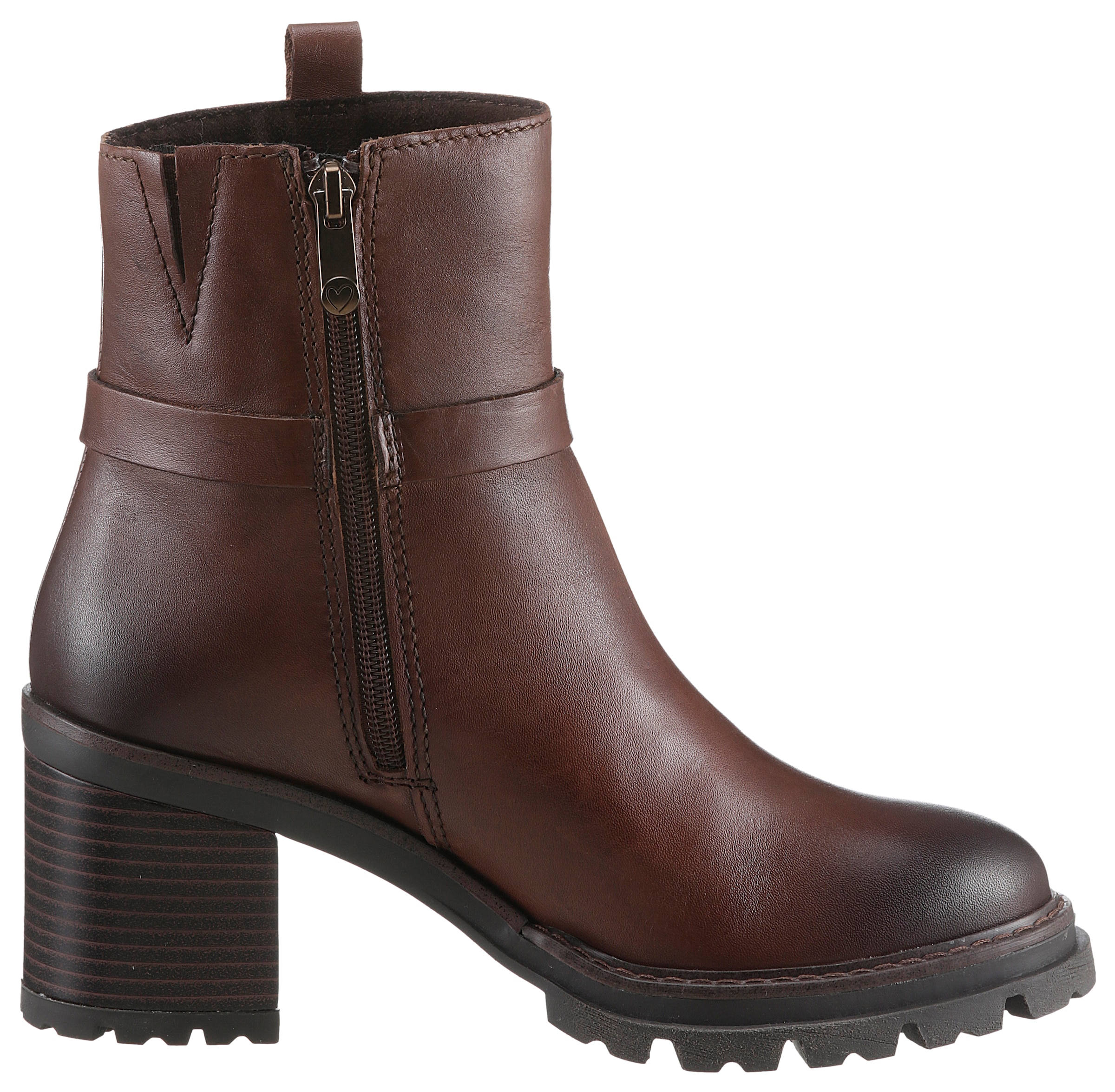 MARCO TOZZI Stiefelette, Blockabsatz, Westernstiefelette, Chunky Boots mit Zierriegel