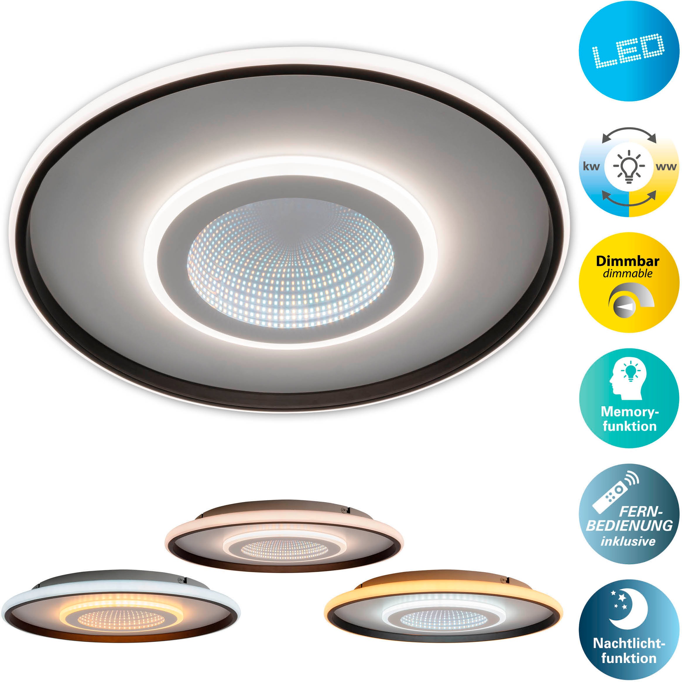 my home LED Deckenleuchte »Mona Deckenlampe mit Infinity 3D Effekt«, 1 flam günstig online kaufen