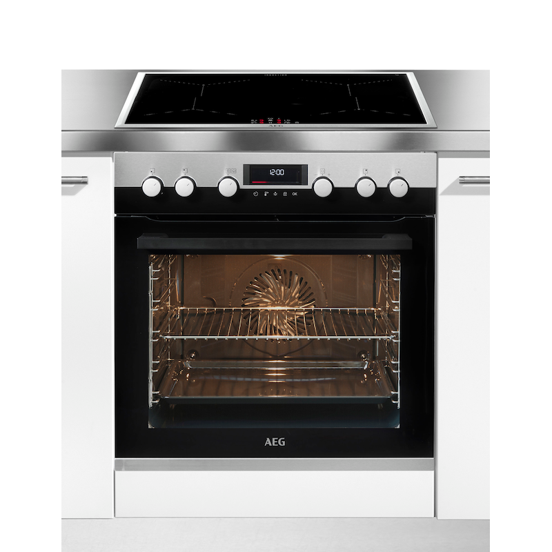 AEG Induktions Herd-Set »EPE55526BM« Pyrolyse-Selbstreinigung edelstahl 4 elektronische Automatikkochstellen