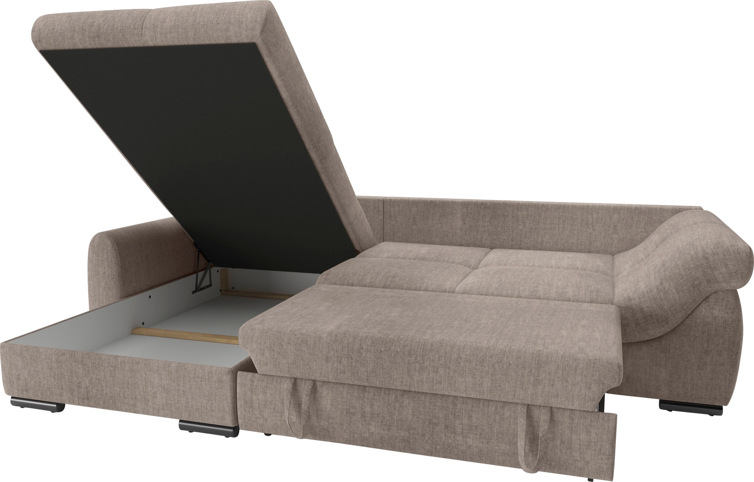 Mr. Couch Ecksofa »Livorno DuraFlex L-Form«, inkl. Hochschläfer-Bettauszug, XL-Bettkasten weiß beschichtet