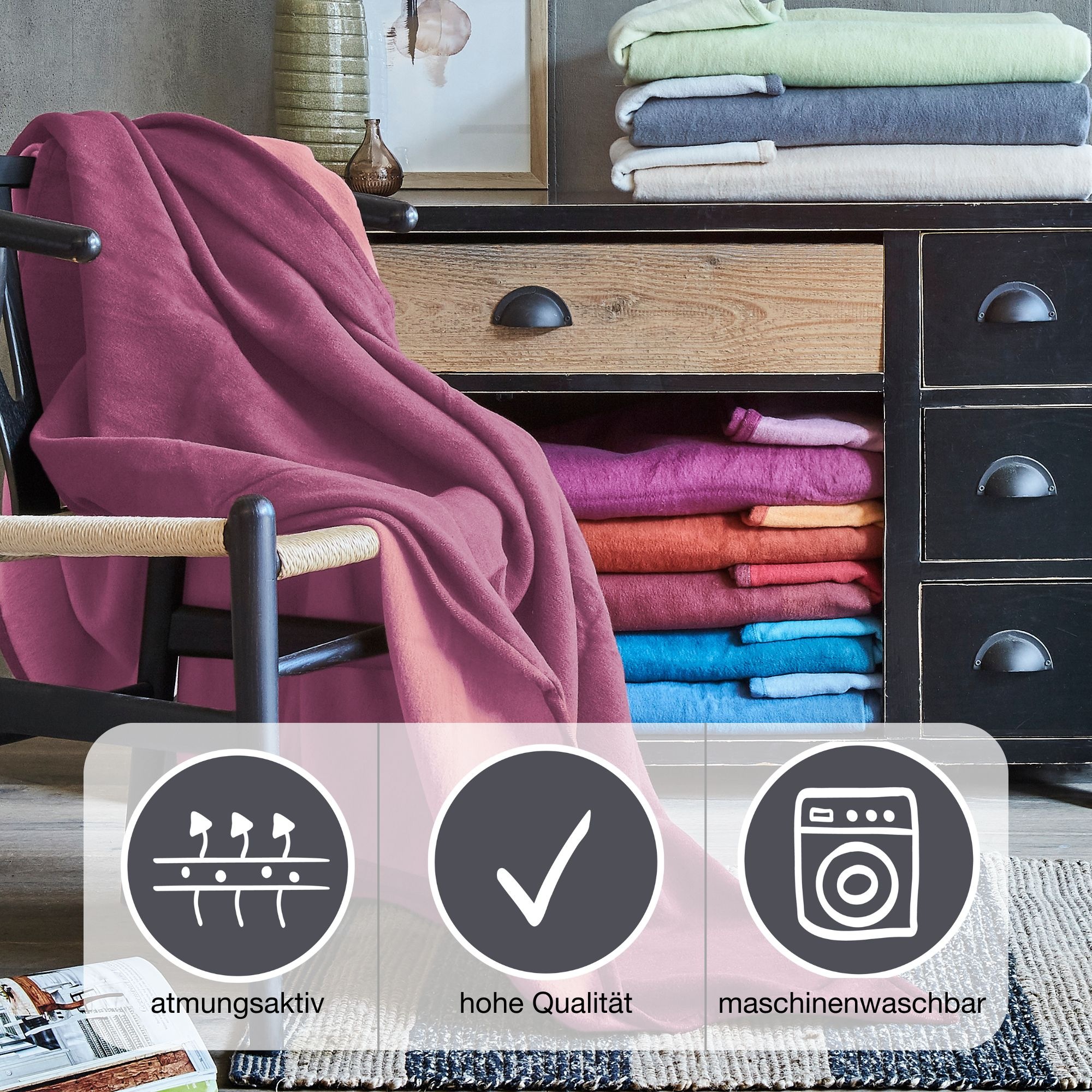 IBENA Wohndecke "Cotton Pur" in trendigen Farben günstig online kaufen