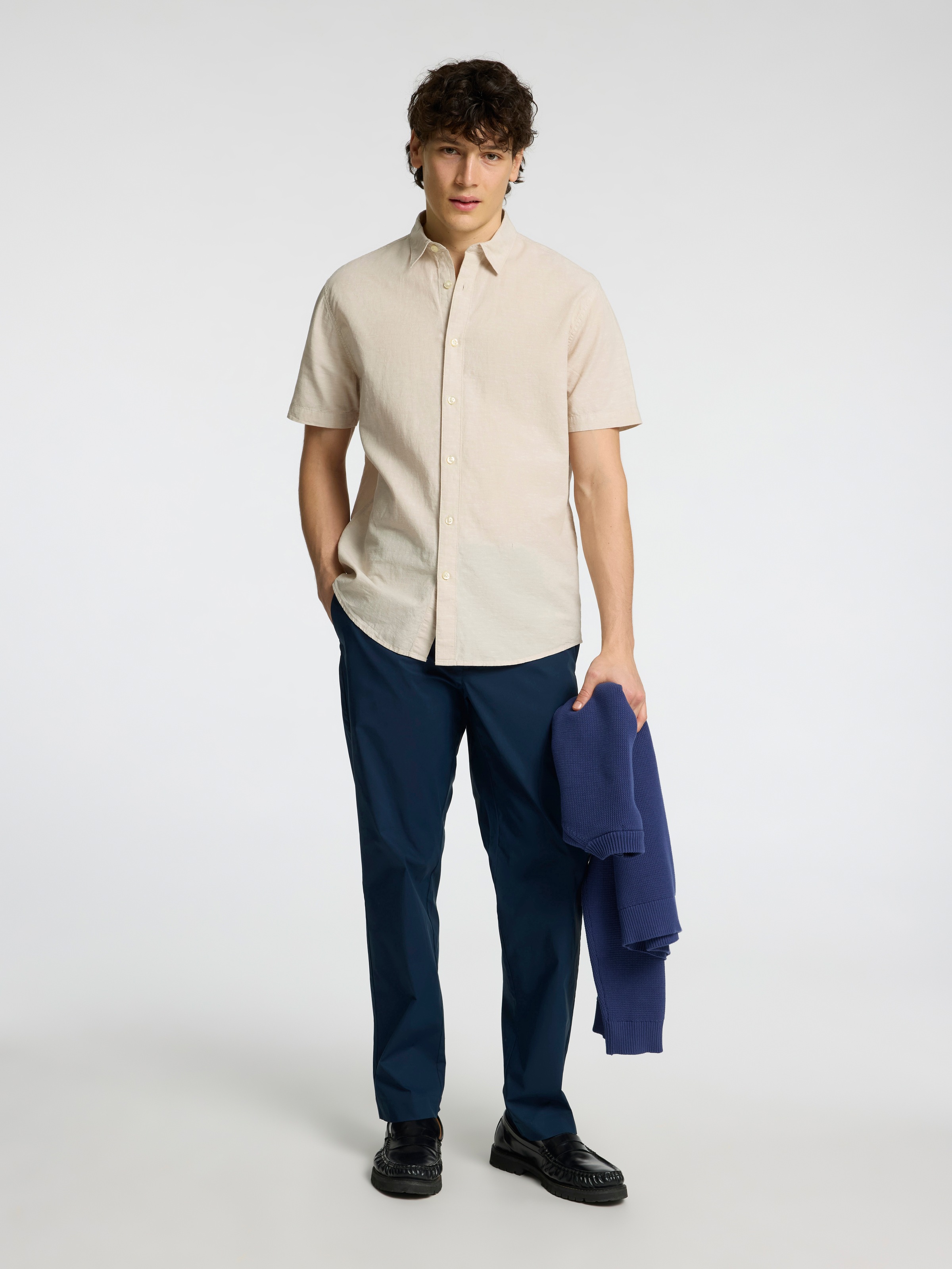 SELECTED HOMME Kurzarmhemd »SLHREG-SUN SHIRT SS NOOS«, mit Leinen