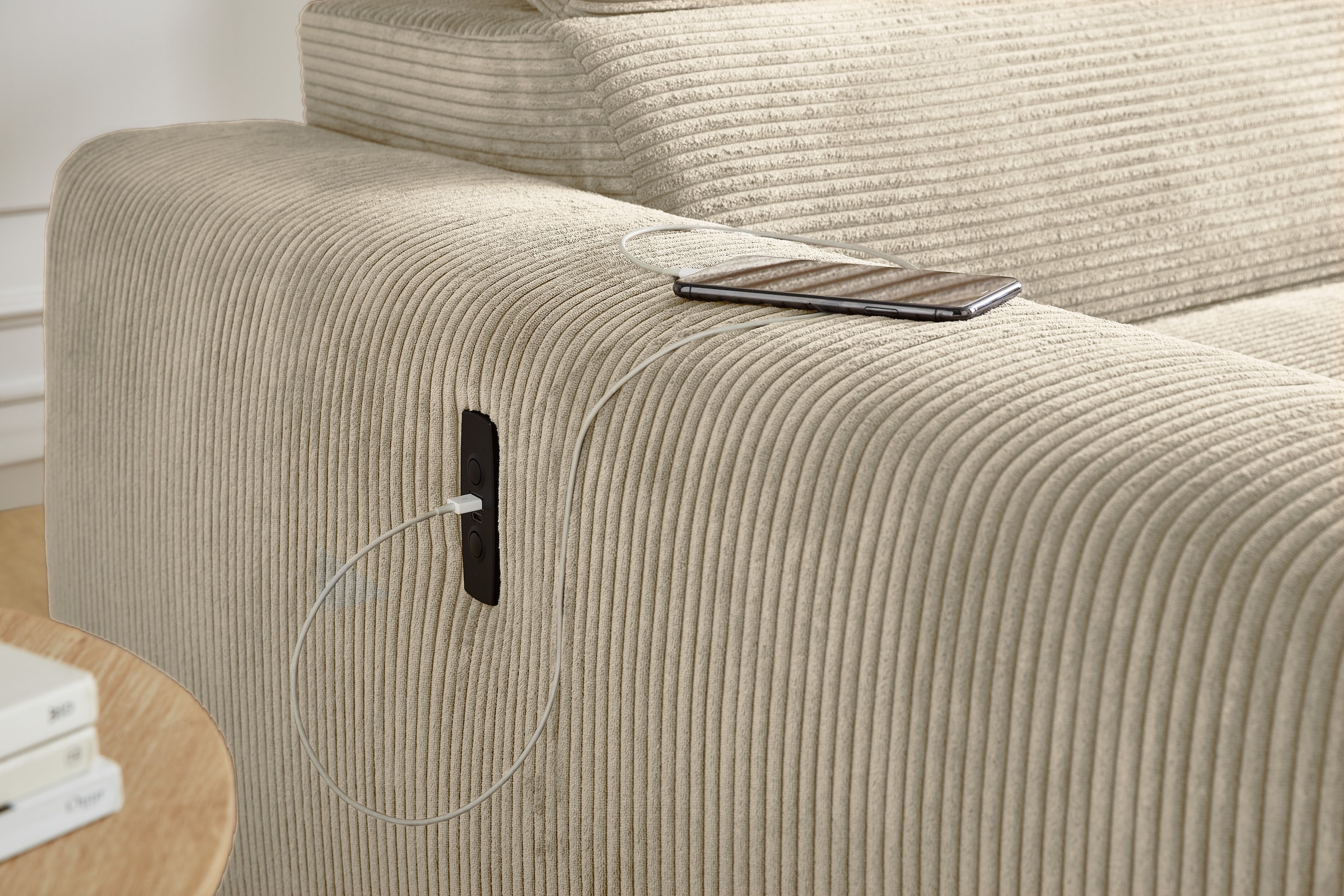 Jockenhöfer Gruppe Ecksofa »Slider, L-Form, 140kg Belastbarkeit je Sitzplatz«, elektromotorische Sitztiefenverstellung,USB-Ladeports,mit Kopfstützen