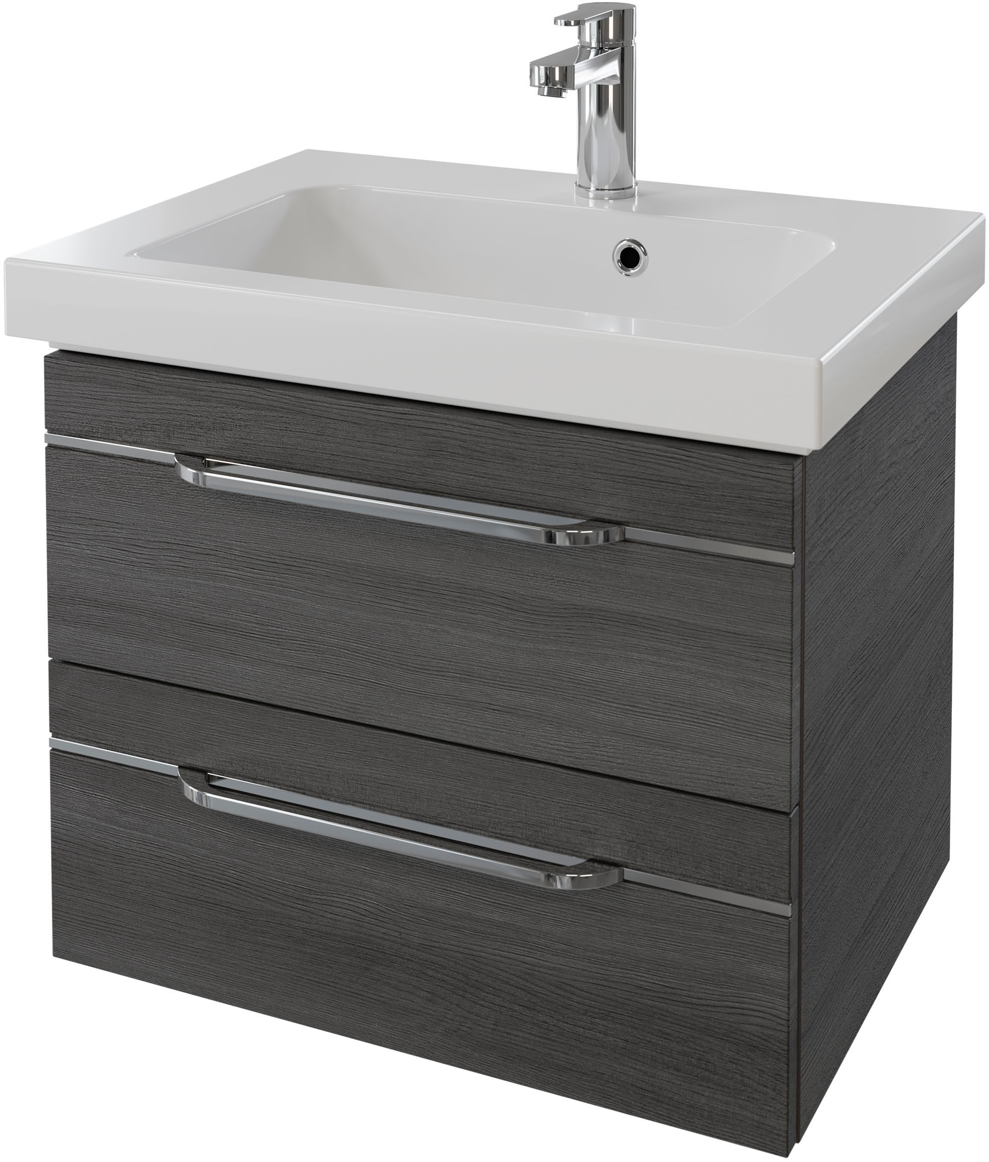 Saphir Badmöbel-Set »Balto 2-teilig Mineralmarmor-Waschtisch mit LED-Spiegel, Waschplatz«, (2 St.), 64,4 cm breit, mit 2 Schubladen, Badschrank inkl. Schubladendämpfer