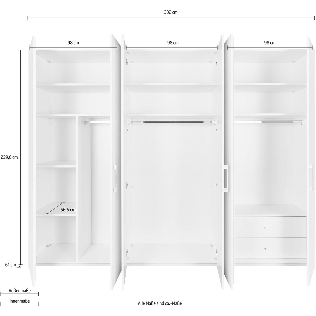 hülsta Drehtürenschrank »SOLO«, 6-türig, wahlweise inkl. Zusatzausstattung, Liefer- und Montageservice