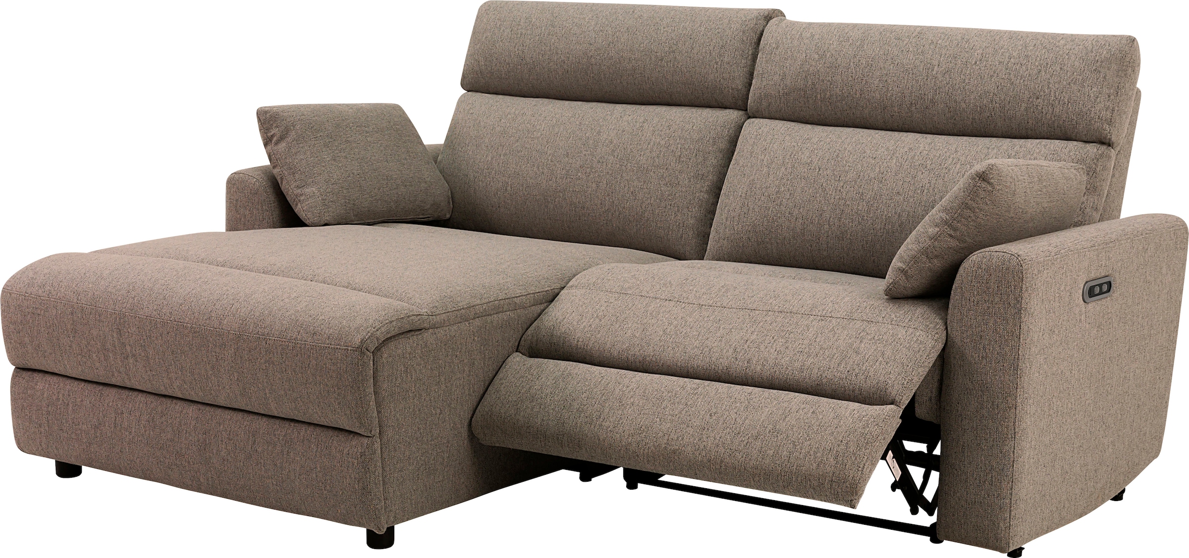 INOSIGN Ecksofa »JENNA, L-Form, 209cm, manuelle u. elektrische Funktion, mit USB A/C,«, Liegefunktion 105°-150°, Federkern, Struktur fein