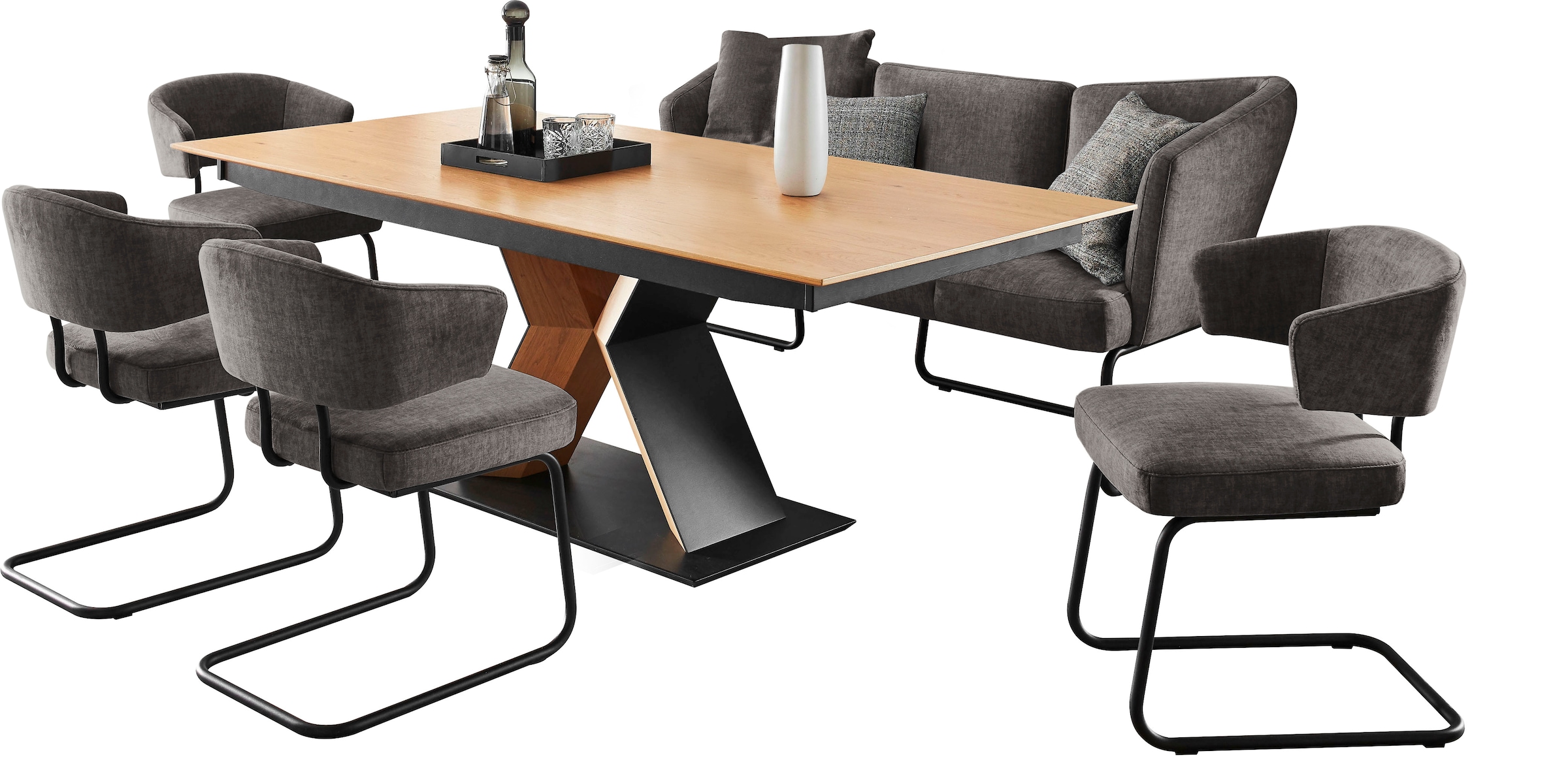 K+W Komfort & Wohnen Essgruppe »Mikkado Tube« 6 Stk. tlg. 4 Freischwinger und ein Funktionsesstisch