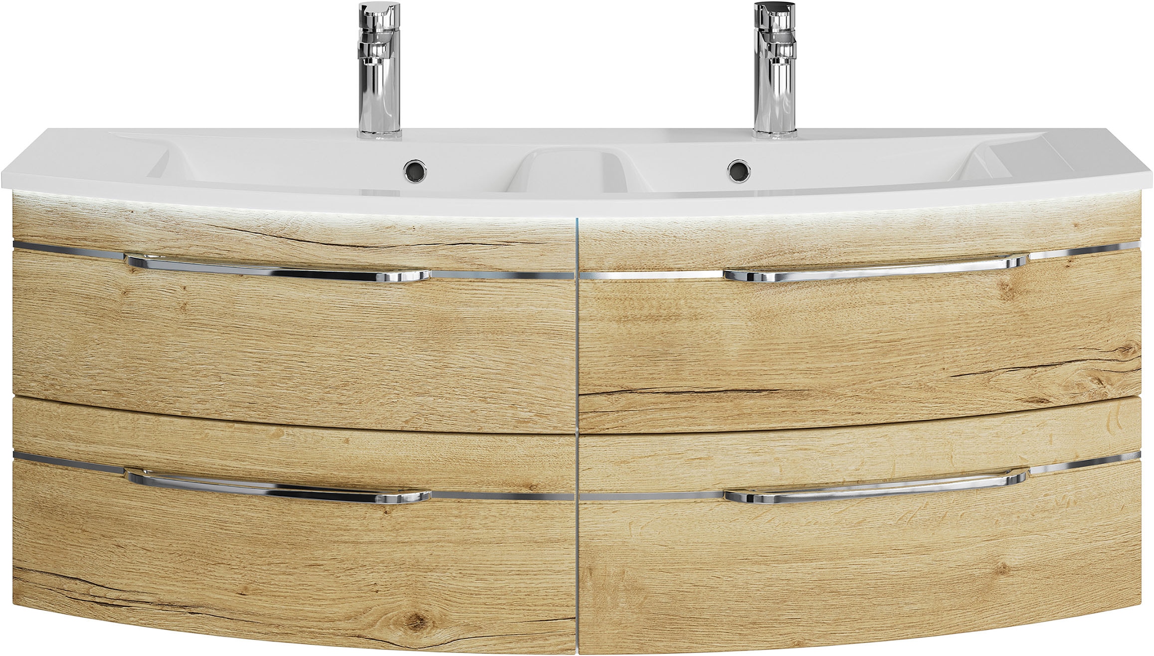Saphir Waschtisch »Serie 7045 Mineralmarmor-Waschtisch und Unterschrank, 131 cm breit«, Doppel-Waschplatz mit 4 Schubladen, Badmöbel Set mit Waschtisch