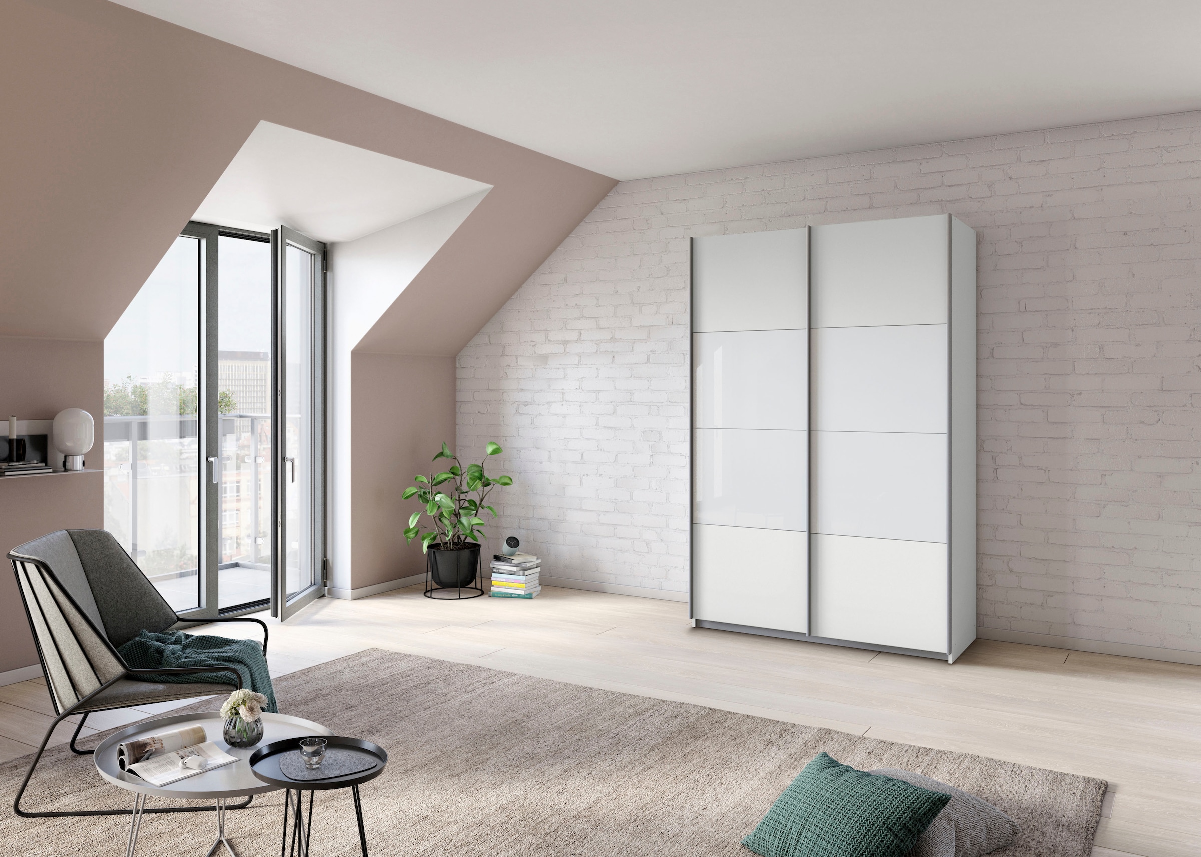 rauch Schwebetürenschrank »Quadra Bestseller Schlafzimmerschrank in vielen Breiten«, Kleiderschrank Garderobenschrank Schrank mit Glaselementen