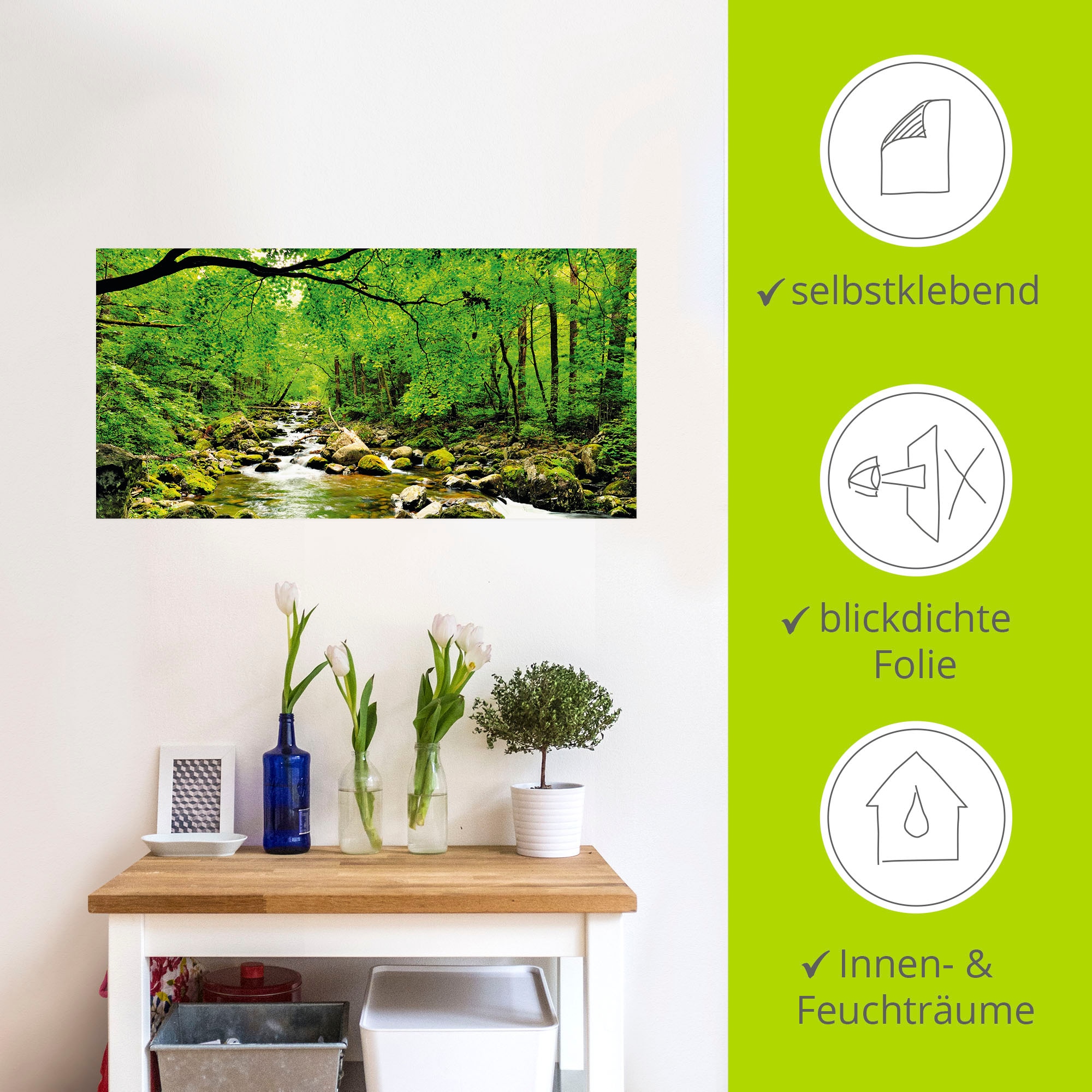 Artland Wandbild »Herbstwald Fluss Smolny«, Wald, (1 St.), als Leinwandbild, Poster, Wandaufkleber in verschied. Größen