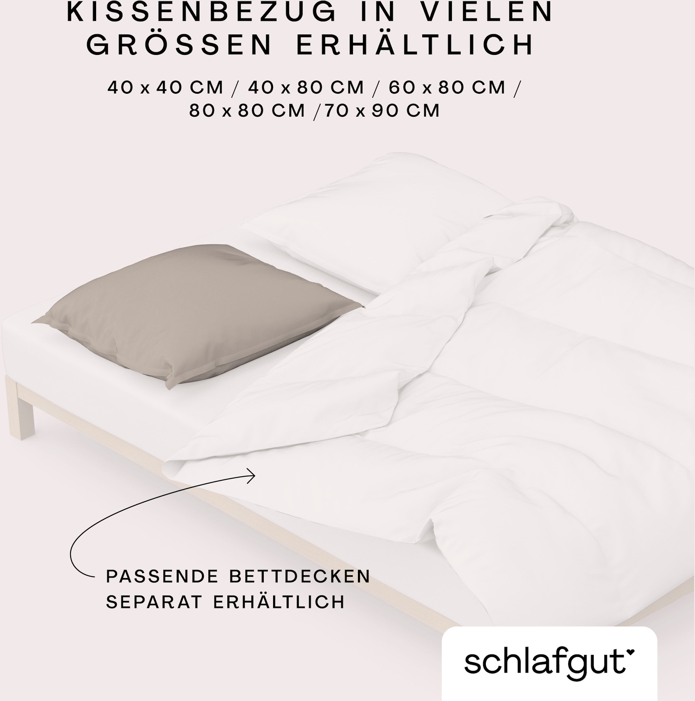Schlafgut Kissenbezug »Knitted Jersey aus Bio-Baumwolle mit Elasthan, bügelfrei,«, (1 St.), besonders fein gestrickt, Kissenhülle mit farbigem Reißverschluss