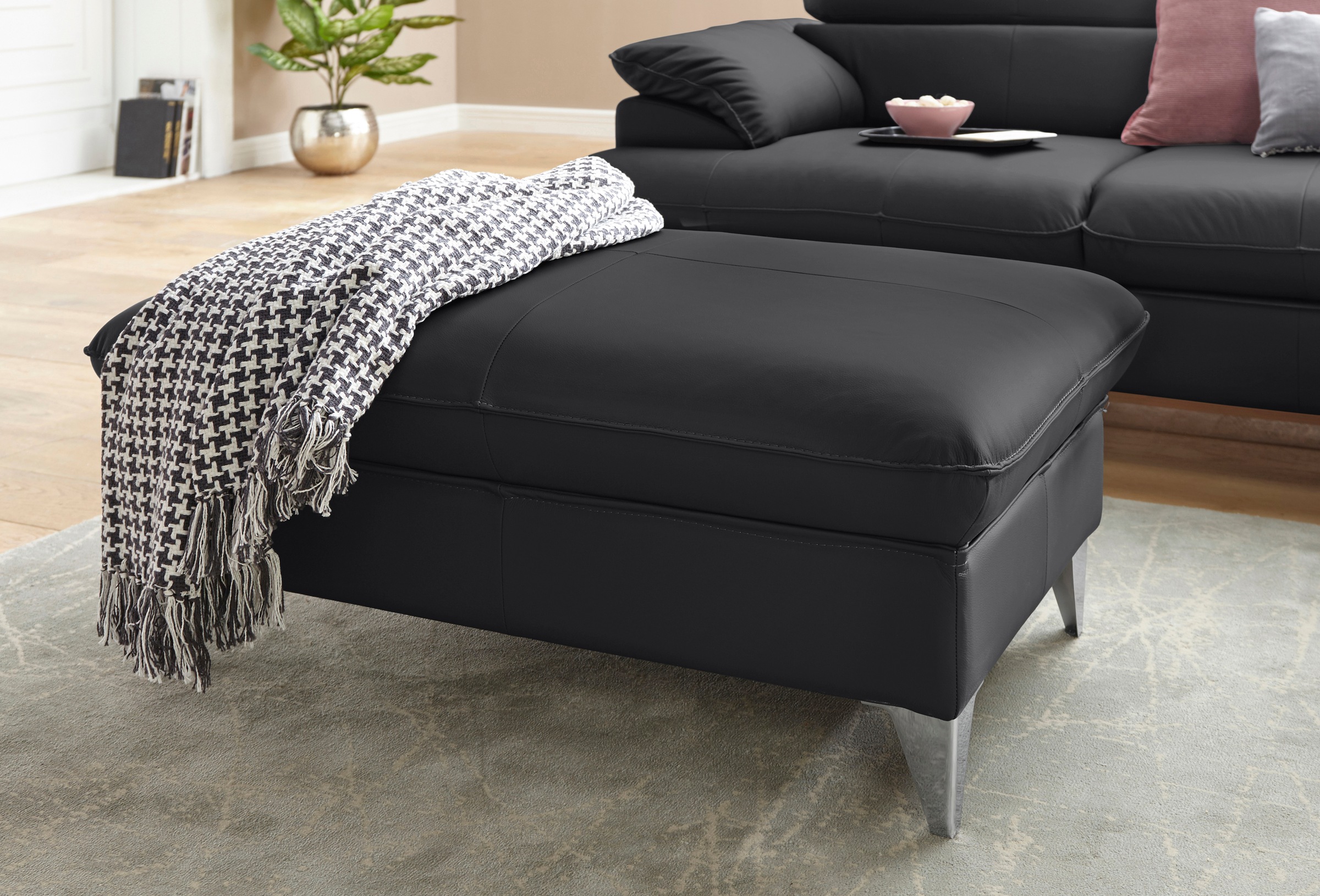COTTA Polstergarnitur »Caluso L-Form«, (2 tlg.), Set bestehend aus: Ecksofa mit Kopfteilverstellung & Hocker
