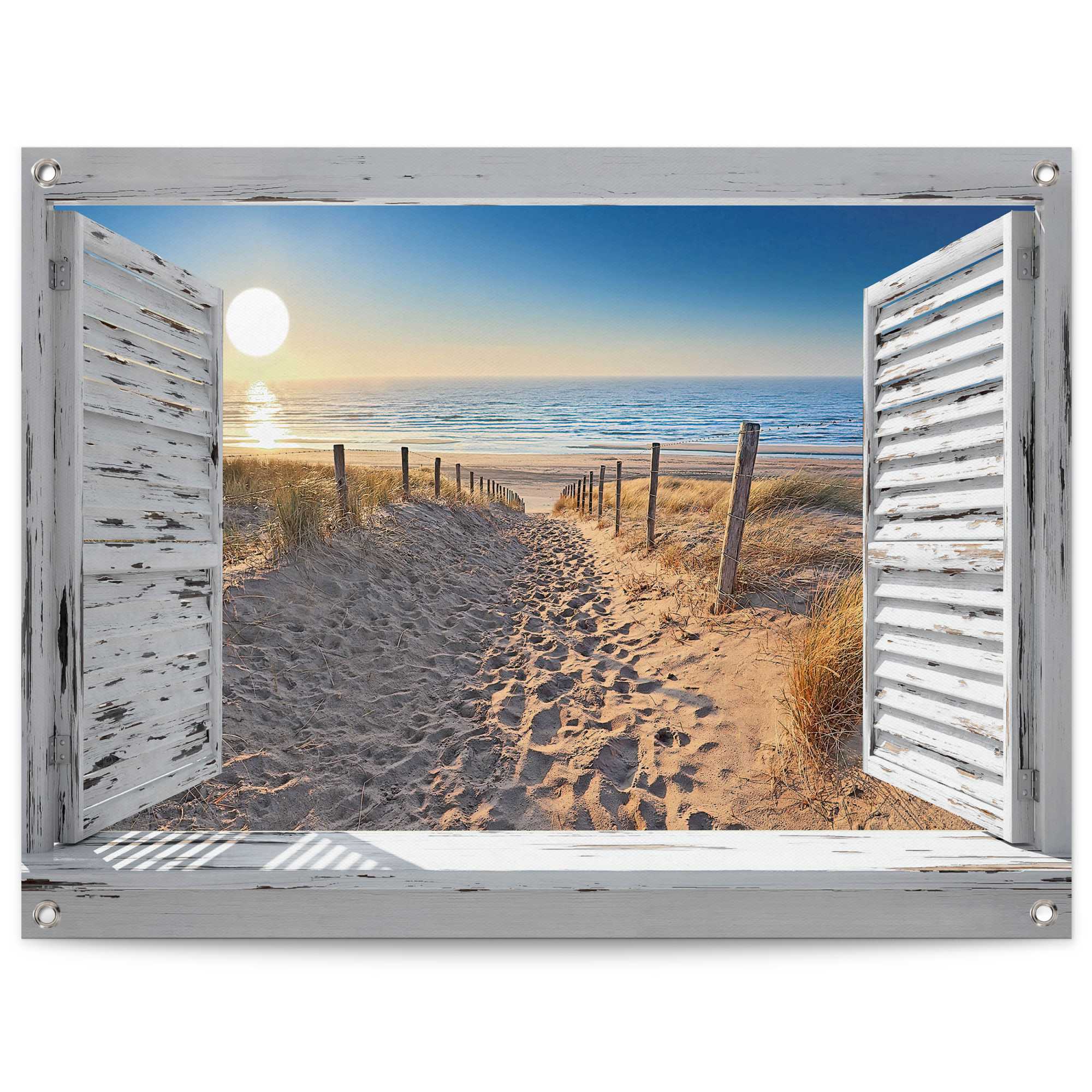 Sichtschutz Für Außenbereich Artissimo Outdoor-Poster – Maritimes Gartenbild 90x60 Cm, Wetterfest, UV-beständig, Mit Ösen Zur Befestigung, Perfekt Als Gartendeko, Sichtschutz Oder Balkon-Wanddeko