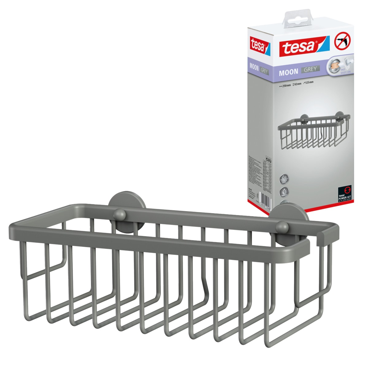 tesa Duschregal »MOON Duschkorb ohne Bohren - 9,2 x 25 x 12,5 cm« Packung günstig online kaufen