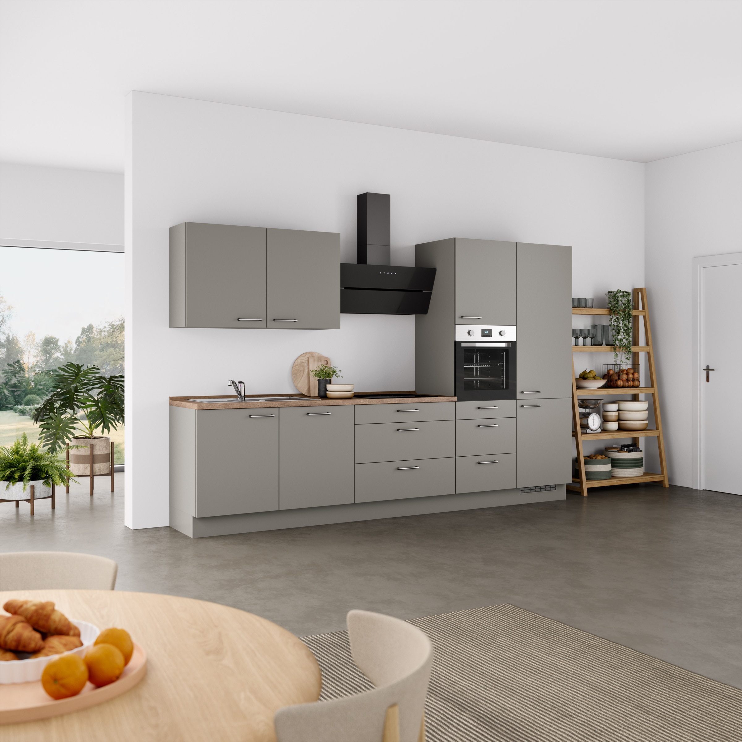 nobilia® Küchenzeile »"Laser II"«, vormontiert, Ausrichtung wählbar, Breite 330 cm, wahlw. mit E-Geräten