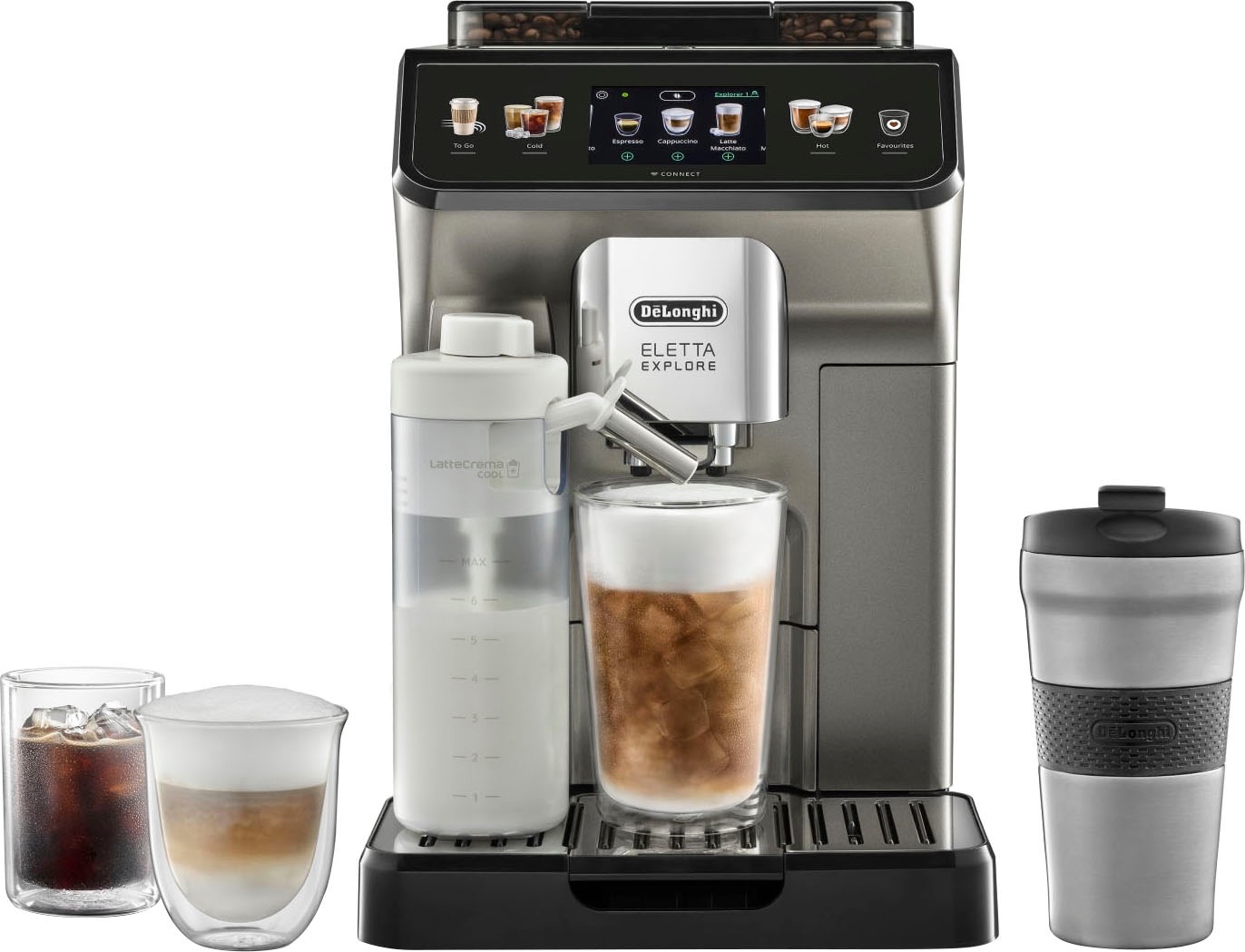 De'Longhi Kaffeevollautomat »Eletta Explore Cold Brew Extraction ECAM450.86.T«, Titan