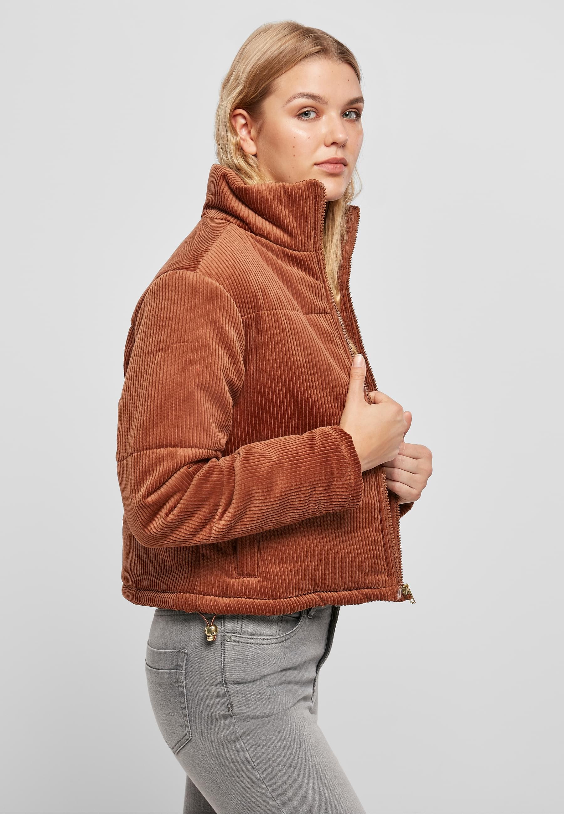 URBAN CLASSICS Winterjacke »Urban Classics Damen Ladies Corduroy Puffer Jacket« 1 Stk. tlg. ohne Kapuze