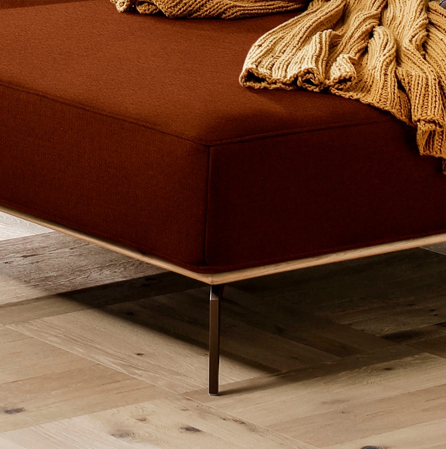 W.SCHILLIG Ecksofa »run, Designsofa mit tollem Sitzkomfort, bequem, L-Form«, mit Holzsockel, Füße in Bronze pulverbeschichtet, Breite 279 cm