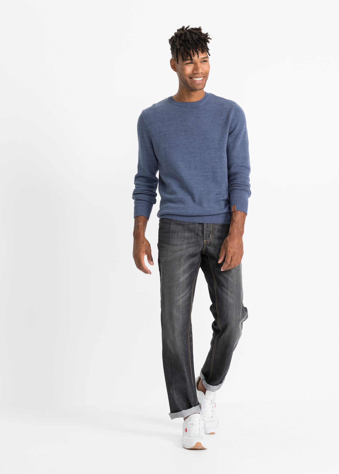 bonprix Strickpullover aus Baumwolle, mit Rundhalsausschnitt, für vielseitige Anlässe