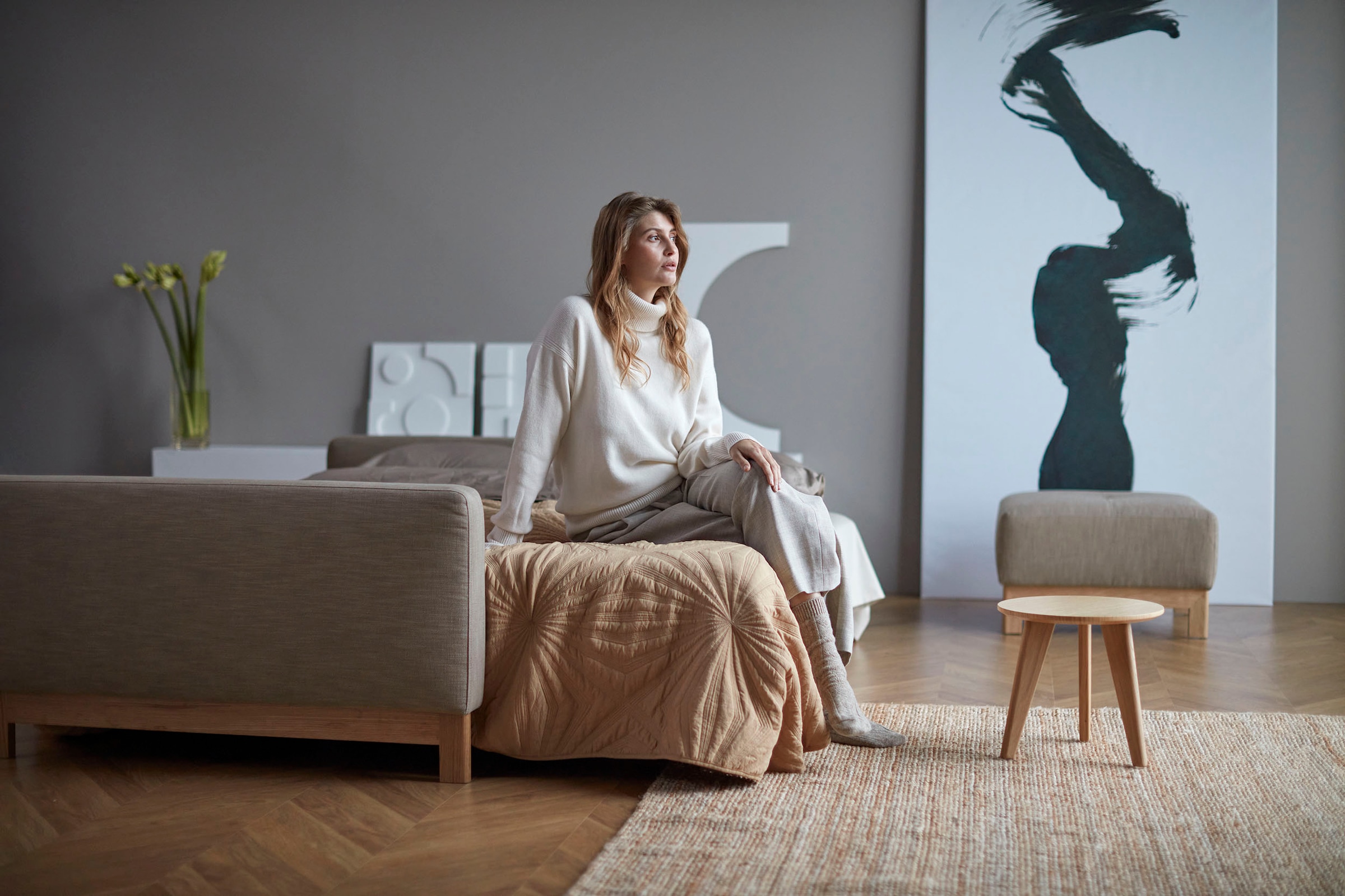 INNOVATION LIVING ™ Polsterhocker, Pocket Spring Komfort, minimale Belastung für die Umwelt