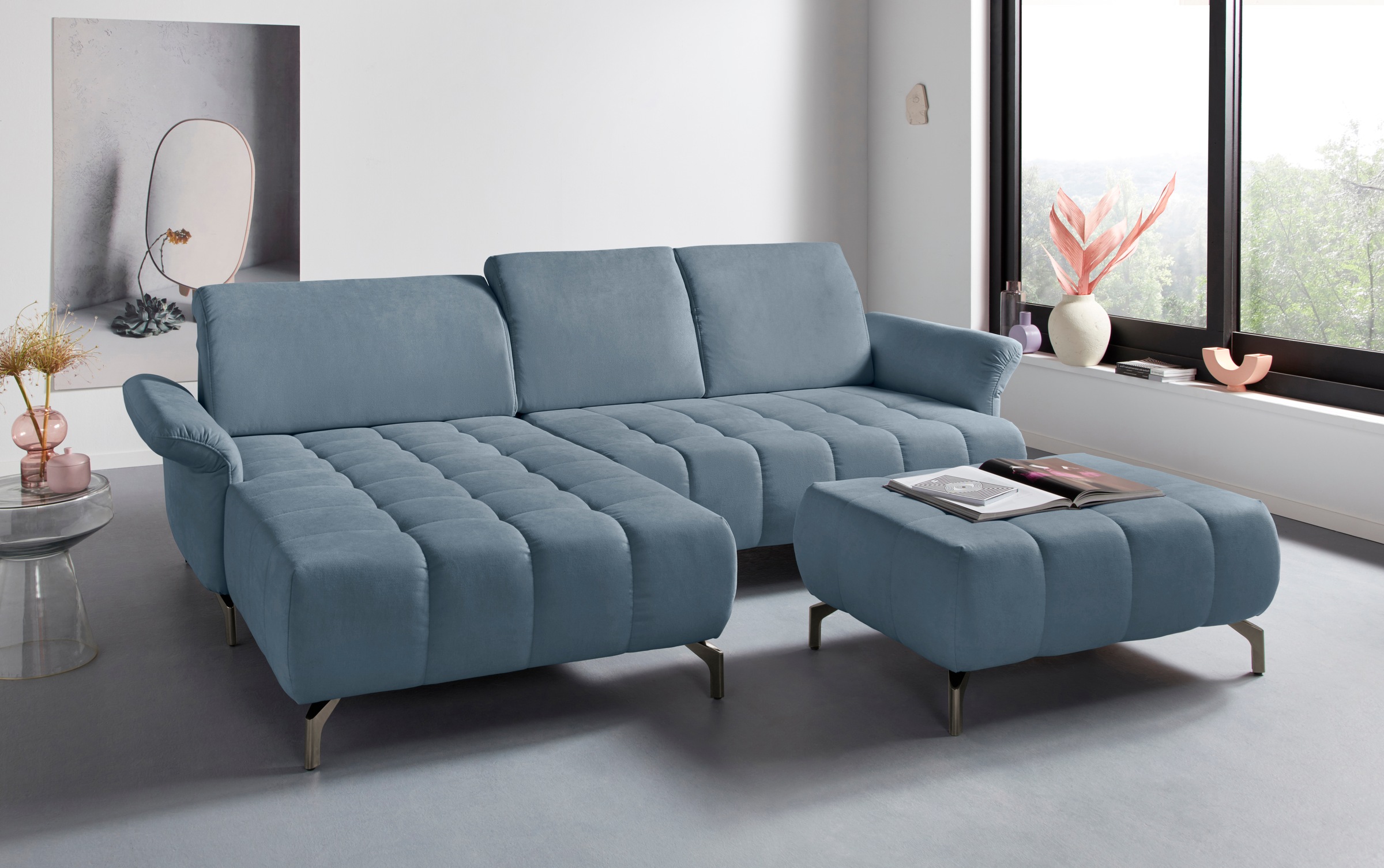 INOSIGN Ecksofa »Fresh L-Form«, Federkern, wahlweise Kopfteilverstellung und motorischer Vorziehsitz