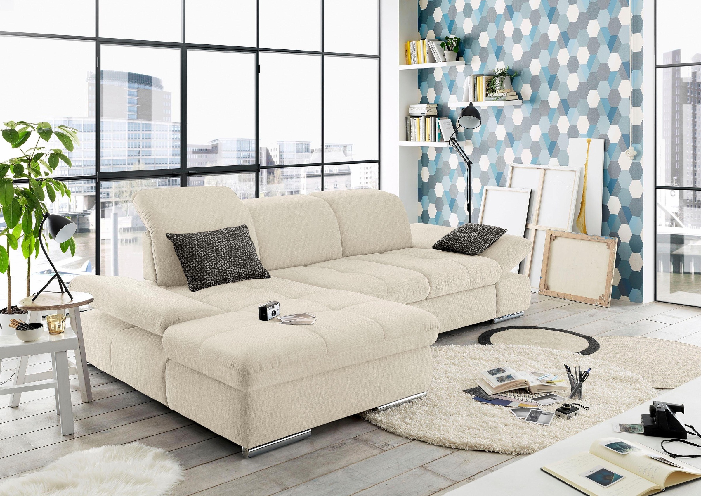set one by Musterring Ecksofa »SO4100 V«, mit verstellbaren Kopfteilen, wah günstig online kaufen