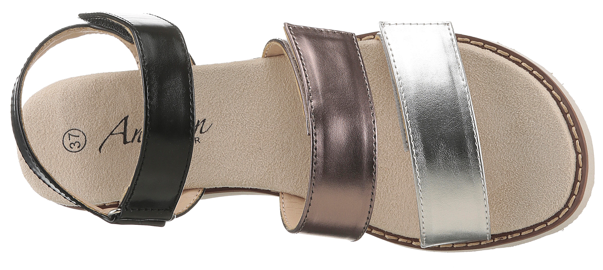 Aniston SHOES Keilsandalette  , Sandale, Sommerschuh, Klettschuh, Metallic-Optik - NEUE KOLLEKTION