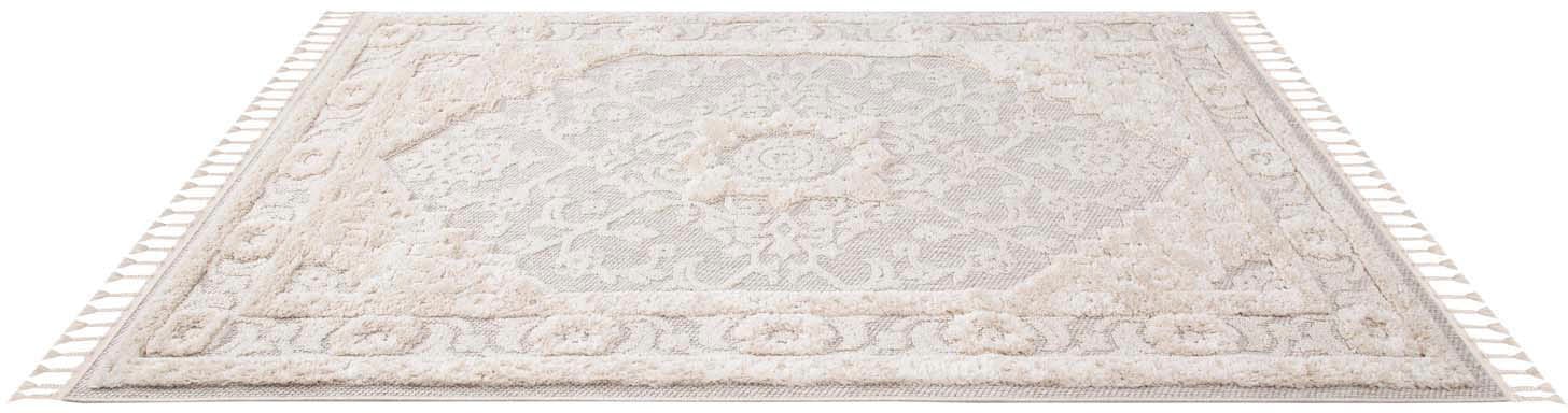 my home Hochflor-Teppich »Bjelle«, rechteckig, 20 mm Höhe, Läufer, Boho-Stil, Ornamente, Hoch Tief Struktur, mit Fransen
