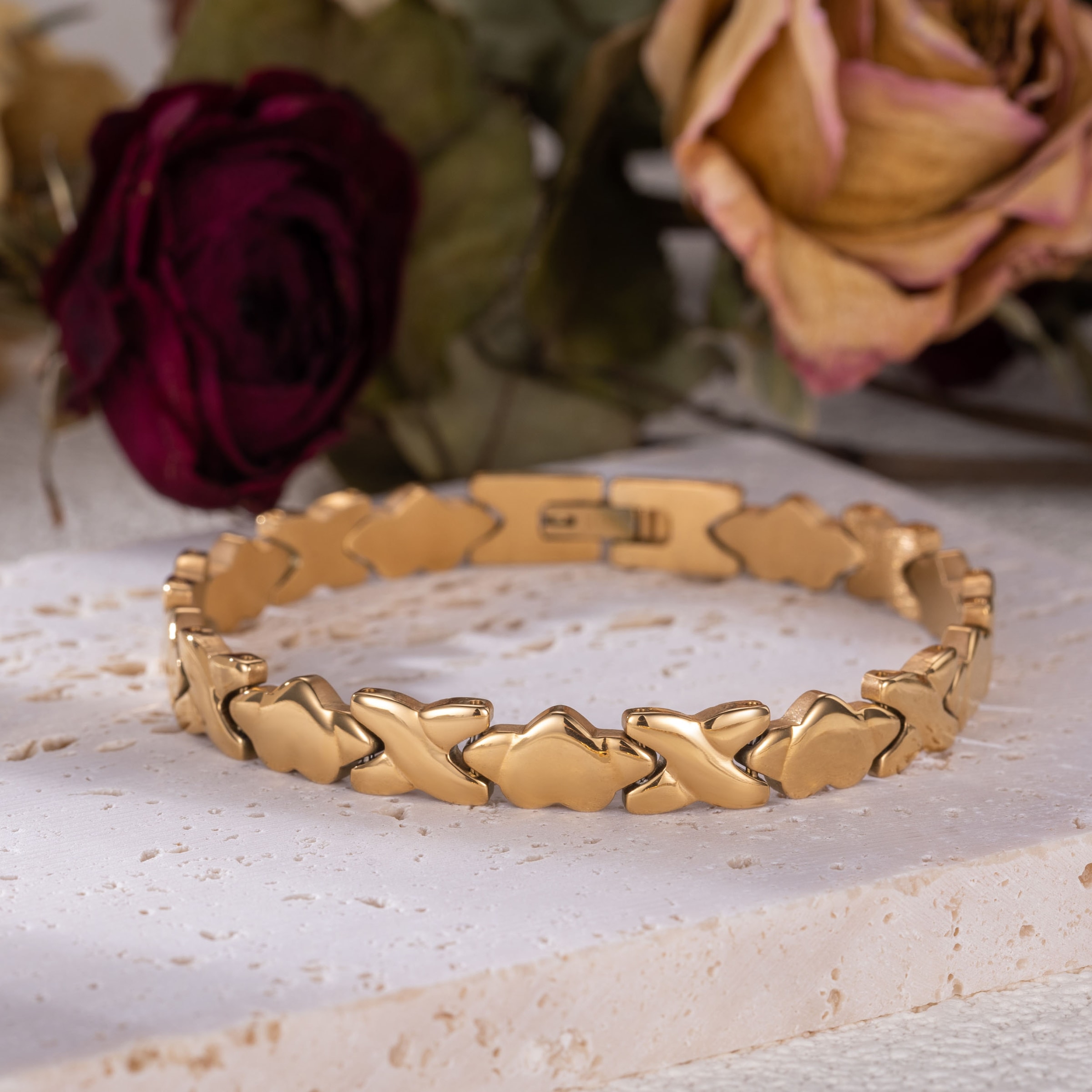 Firetti Armband »Schmuck Geschenk Edelstahl Armschmuck Gliederarmband X und Herz«