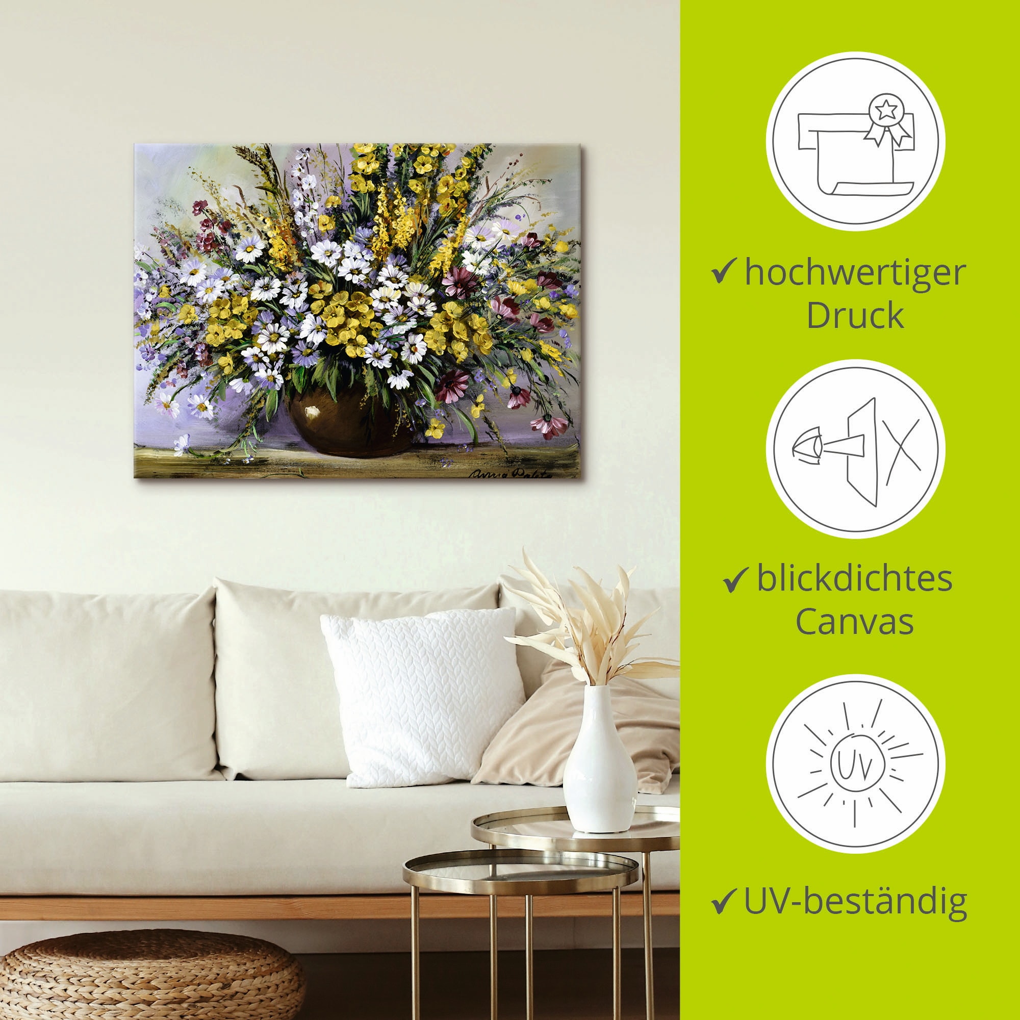 Artland Wandbild »Herrlichkeit von Gänseblümchen«, Blumen, (1 St.), als Leinwandbild, Poster in verschied. Größen