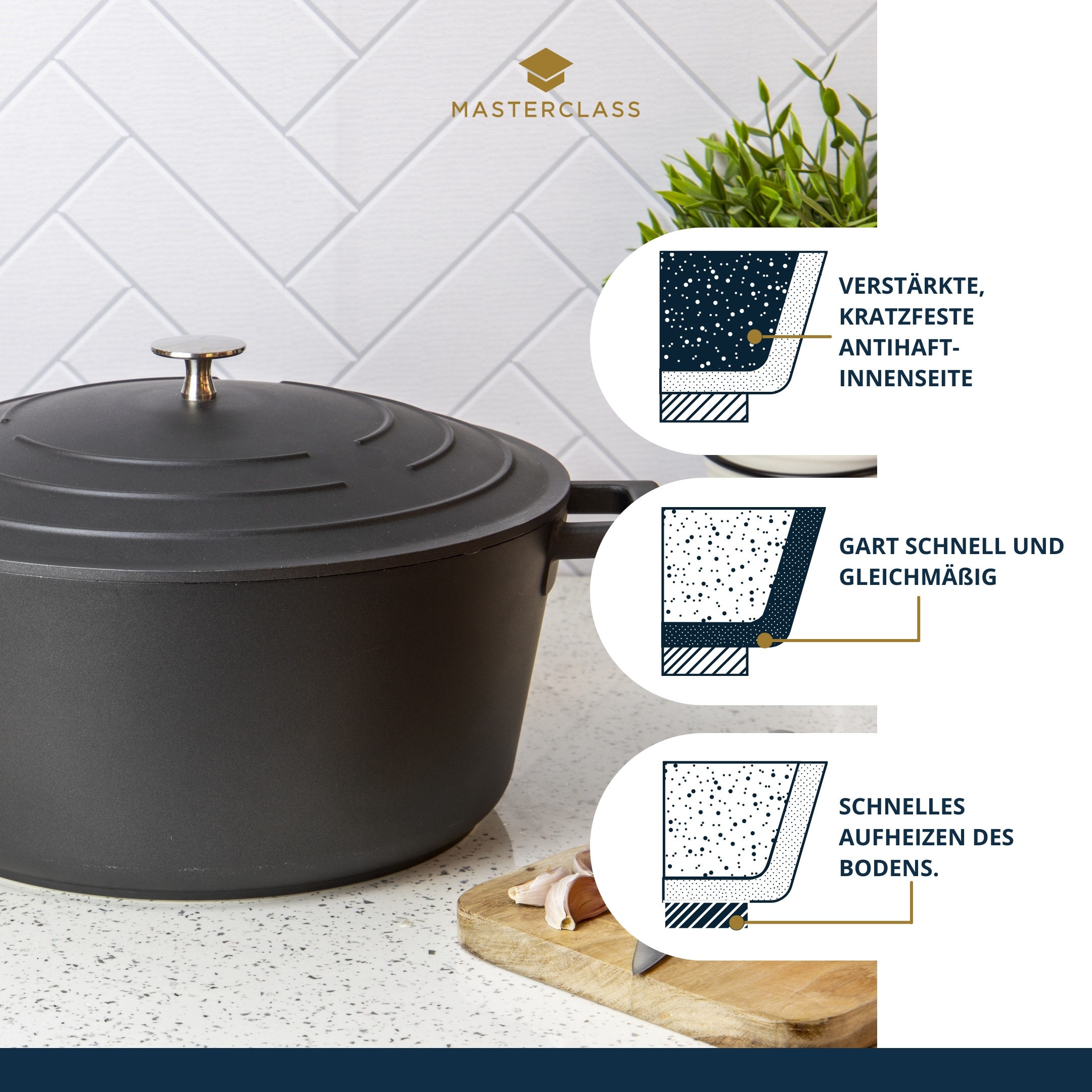 Master Class Kasserolle »MasterClass«, Aluminiumguss, 5 Liter, rund, ultraleicht, kratzfeste Antihaftbeschichtung, Induktion