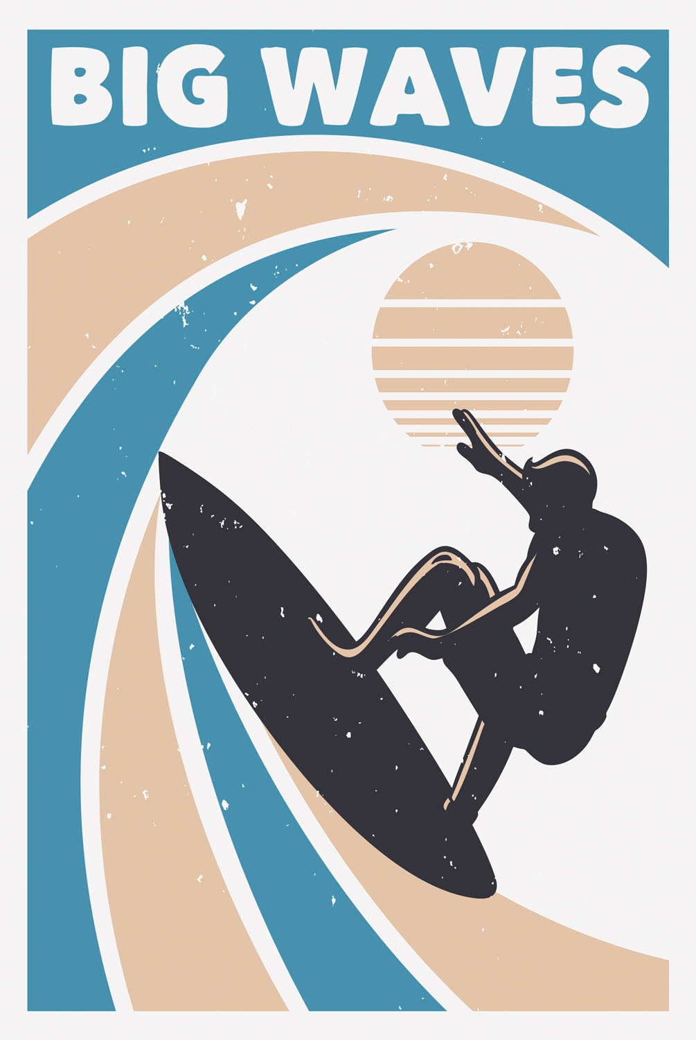queence Metallbild »Big Waves«, Strand-Strandbilder-Meer, (1 St.), Stahlschild,Blechschild, Meer, Surfer