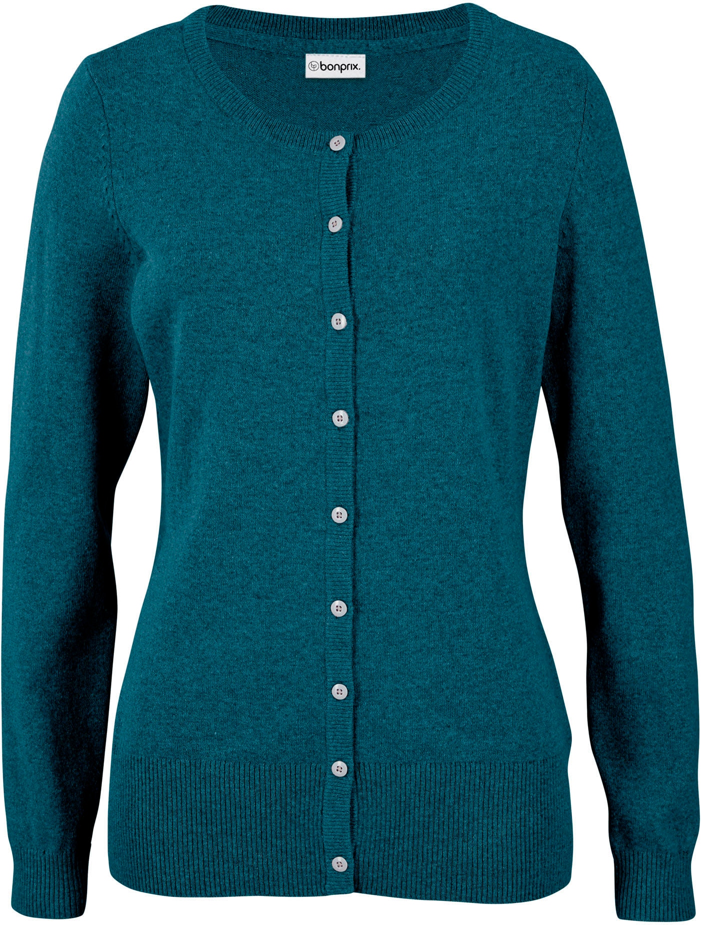 bonprix Strickjacke gerade Passform, unifarben, aus Baumwollmischung, mit Knopfleiste