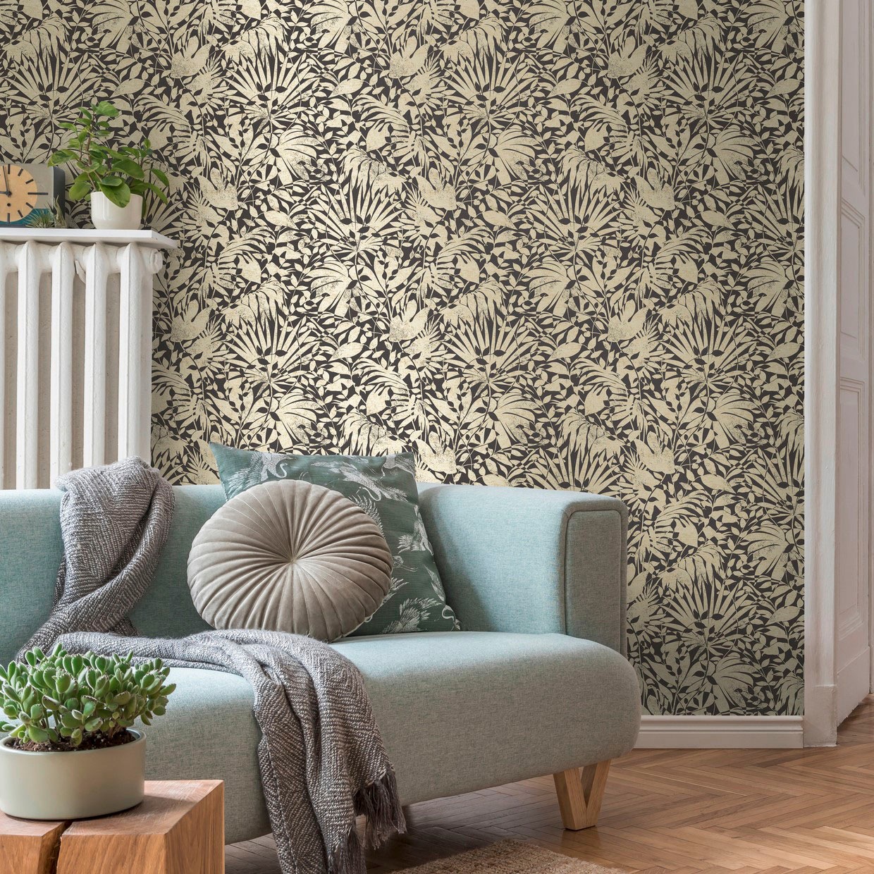 A.S. Création Vliestapete »THE BOS Floral Blätter«, glänzend-abstrakt-organisch, Florale Tapete Tapete Floral Tapeten Wohnzimmer Schlafzimmer Küche