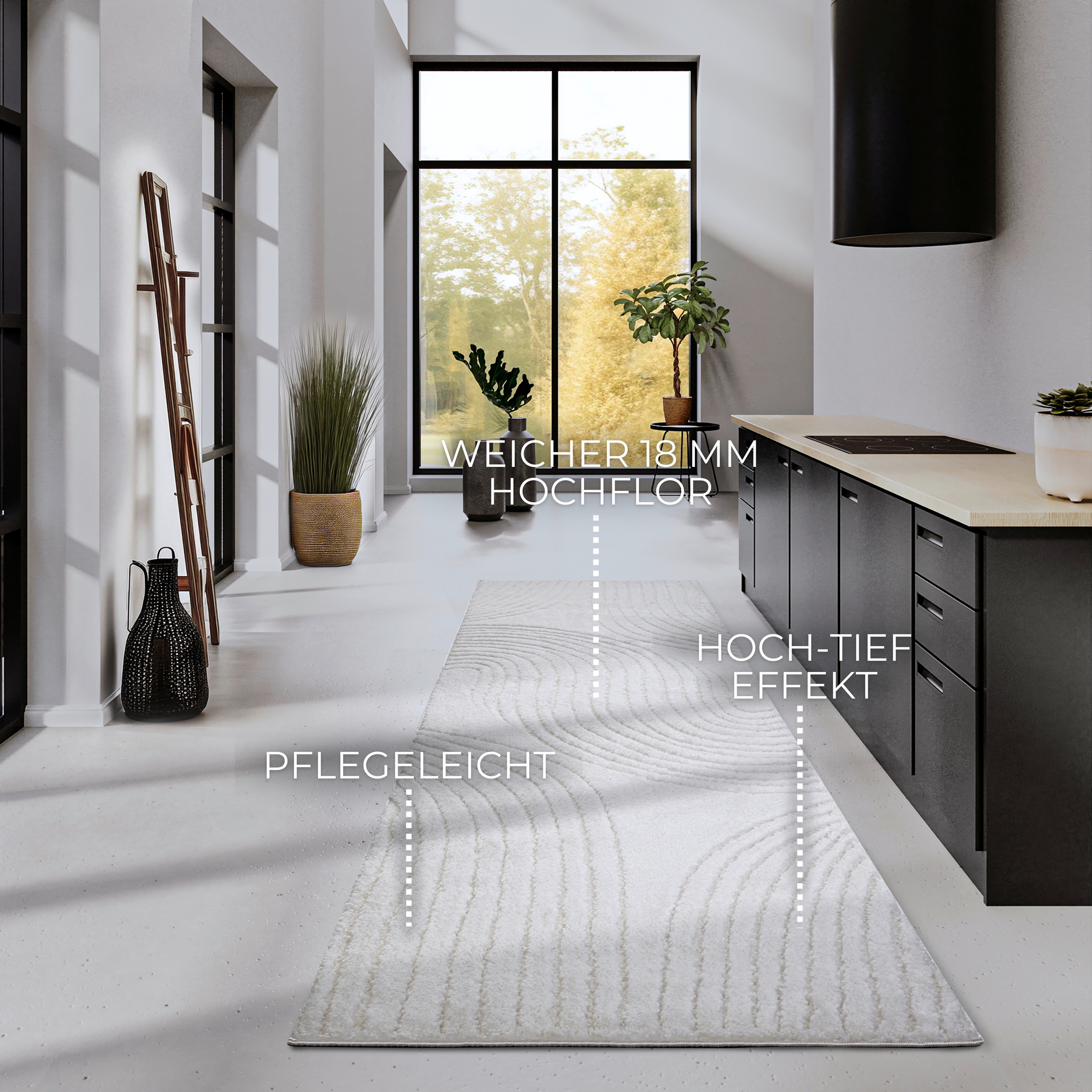 ELLE DECORATION Designteppich »Pigment«, rechteckig, 18 mm Höhe, Hochflor, Shaggy, Läufer, weich, Langflor, modern, Hoch Tief Effekt