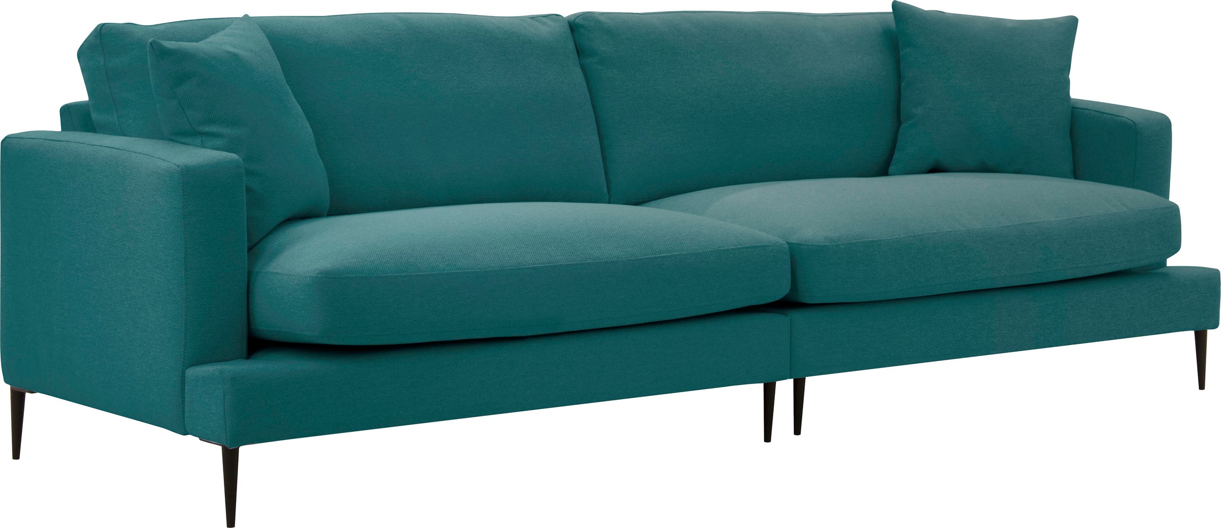 Leonique 3-Sitzer »Cozy elegantes Designsofa, Maße B/T/H: 211/97/80 cm«, mit losen Kissen und Metallbeinen