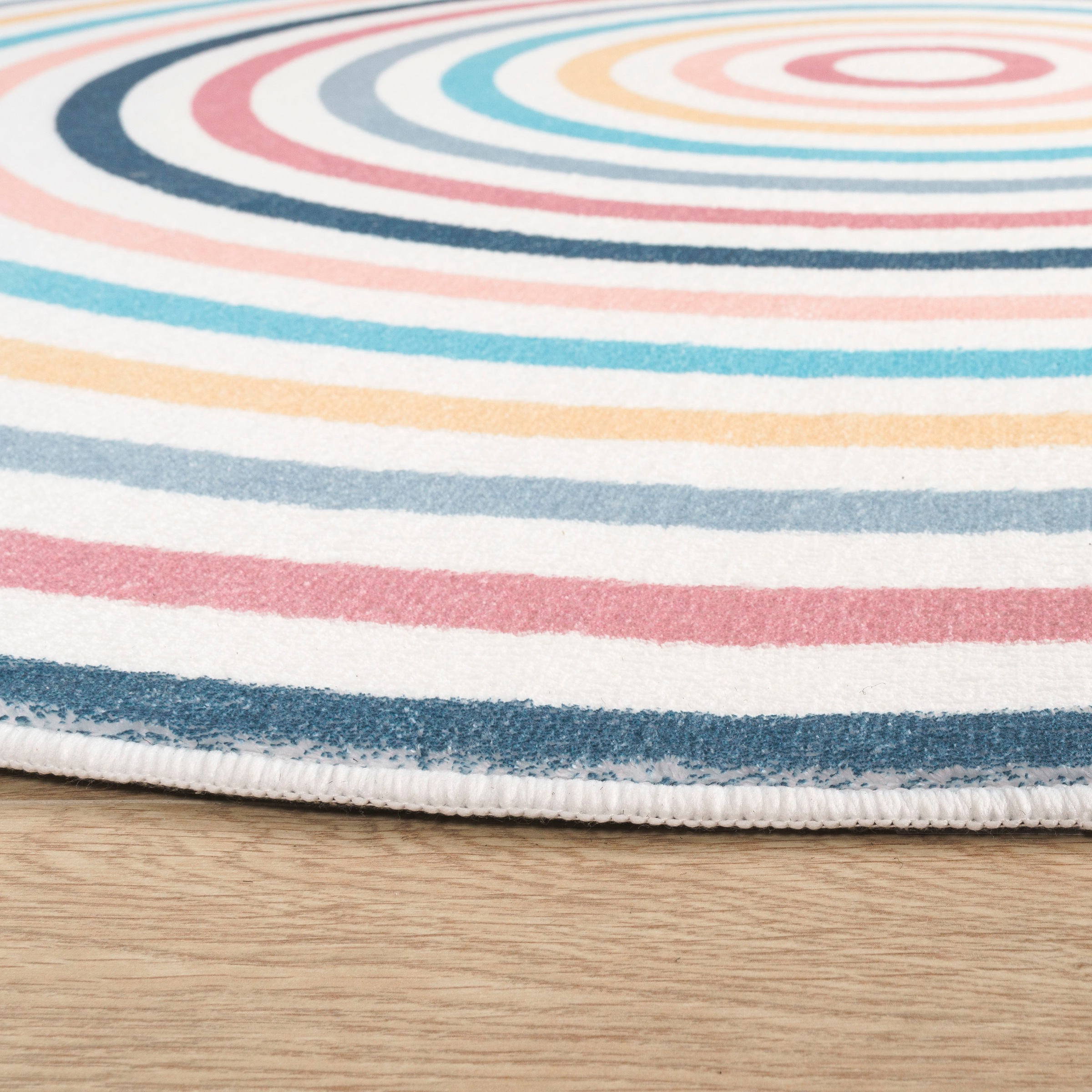Paco Home Kinderteppich »Niloya 365«, rund, 12 mm Höhe, Spielteppich, Kurzflor, bedruckt, Kreise, gestreift, waschbar